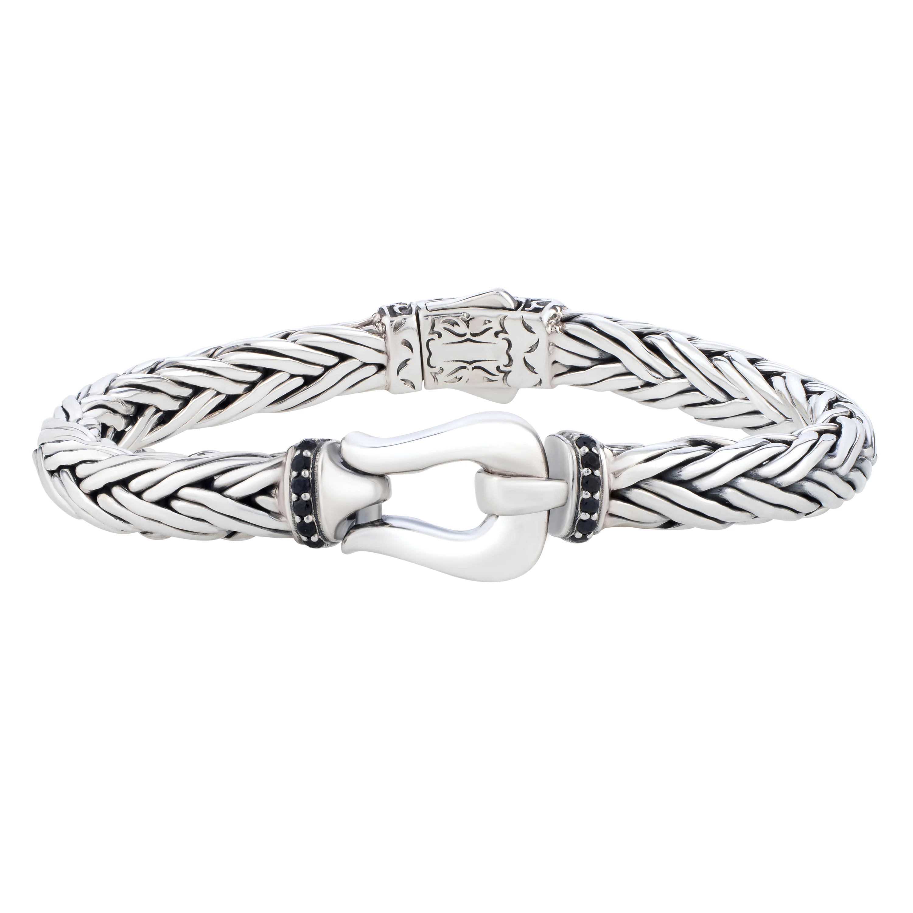 Image of Black Sapphire Woven Palmier Hook Bracelet