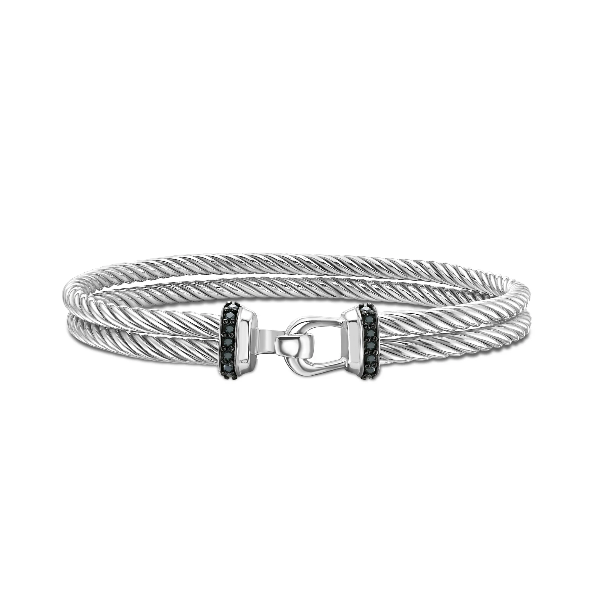 Image of Silver Men's Cable Mediterranean Hook Cuff