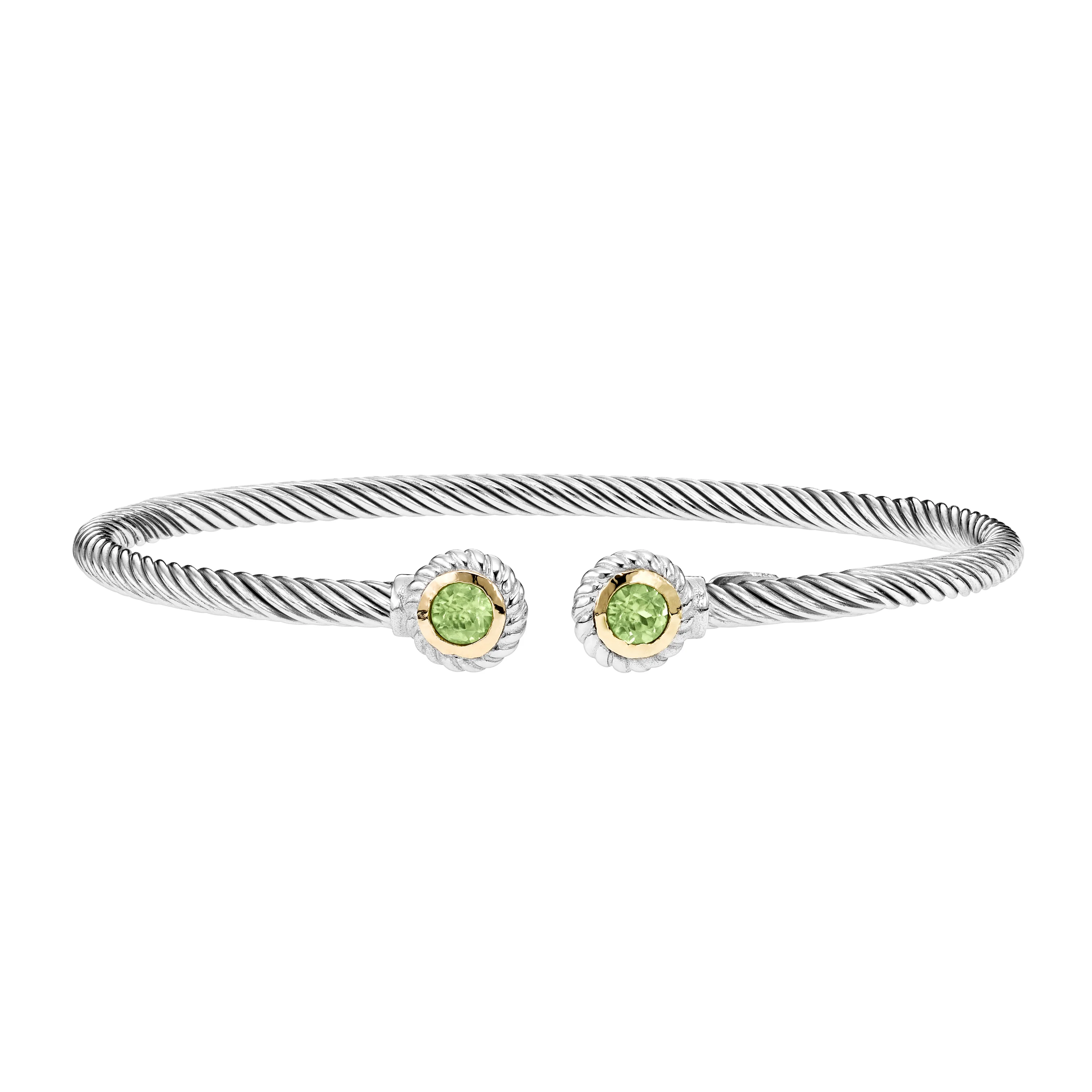 Image of Silver & 18K Round Tip Peridot Bracelet