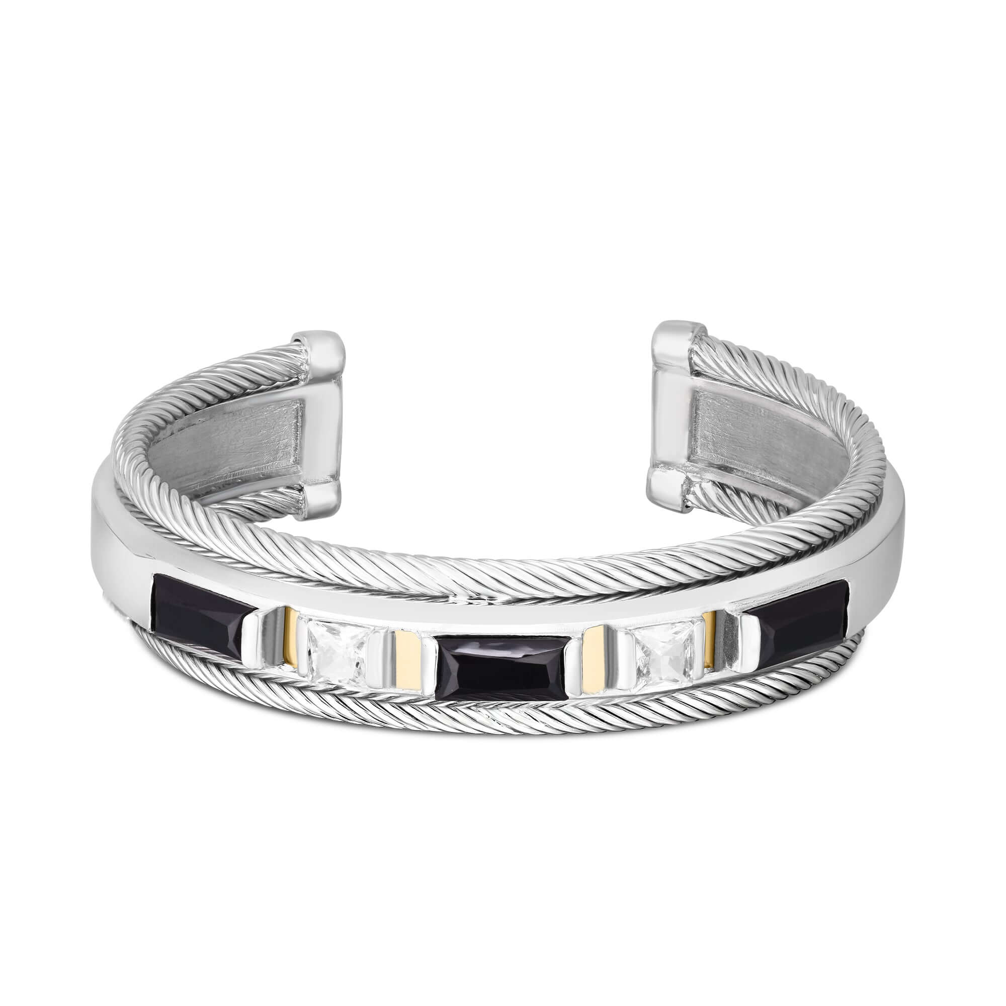 Image of Silver & 18K Madison Black Spinel Cuff