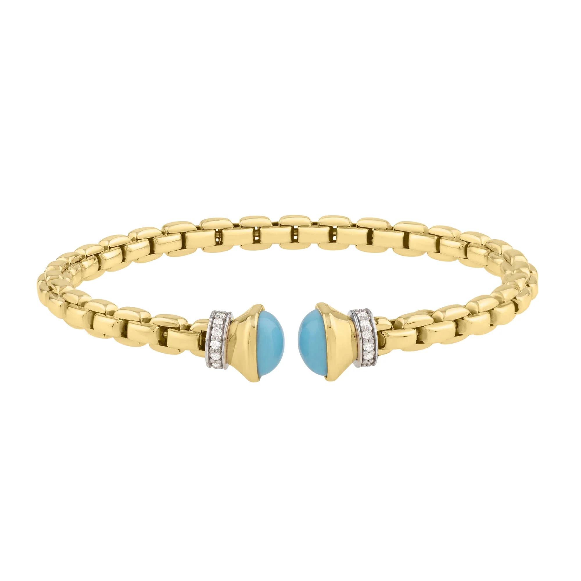 Image of 14K Diamond & Turquoise Venetian Link Bangle