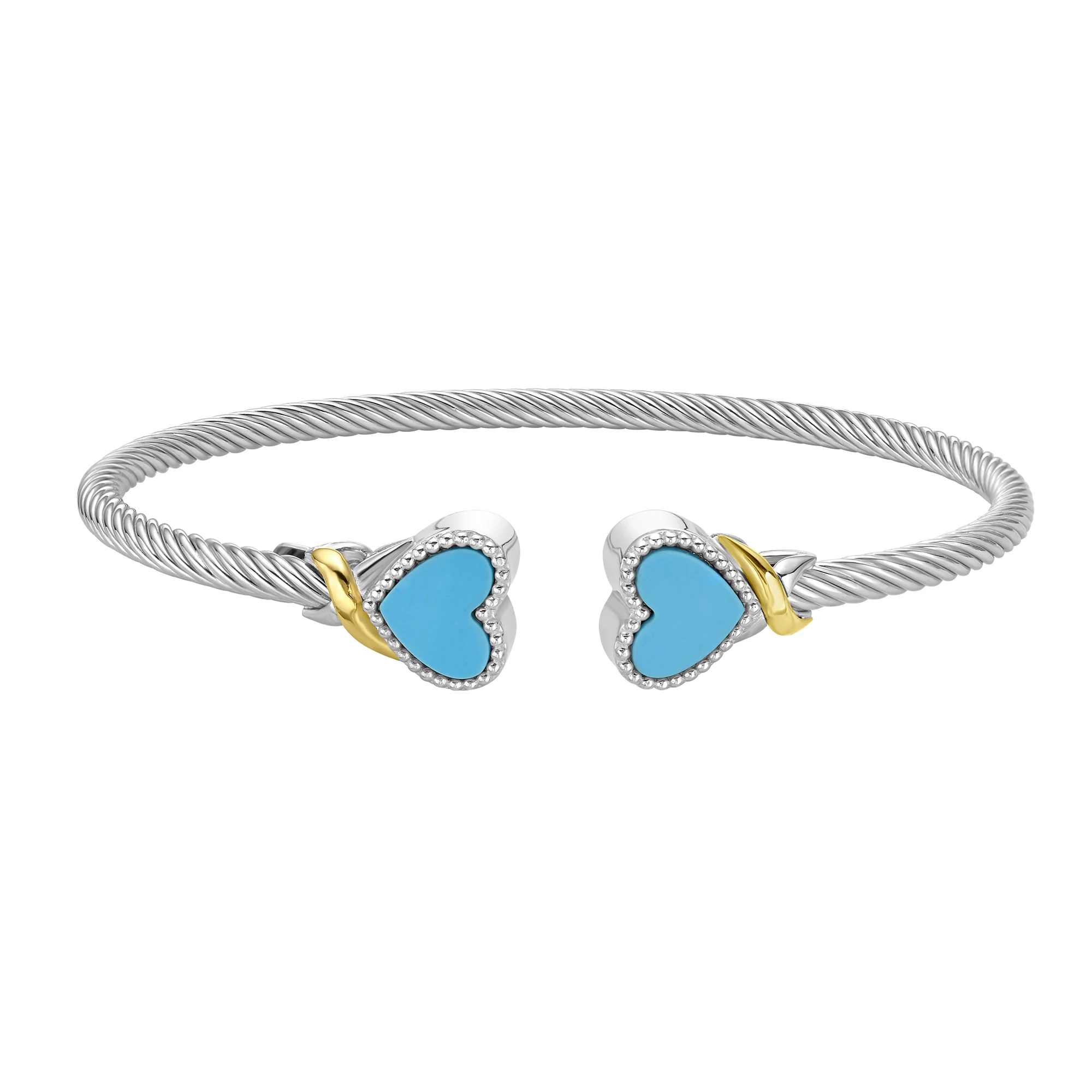 Image of Silver & 18K Turquoise Heart Cuff Bangle