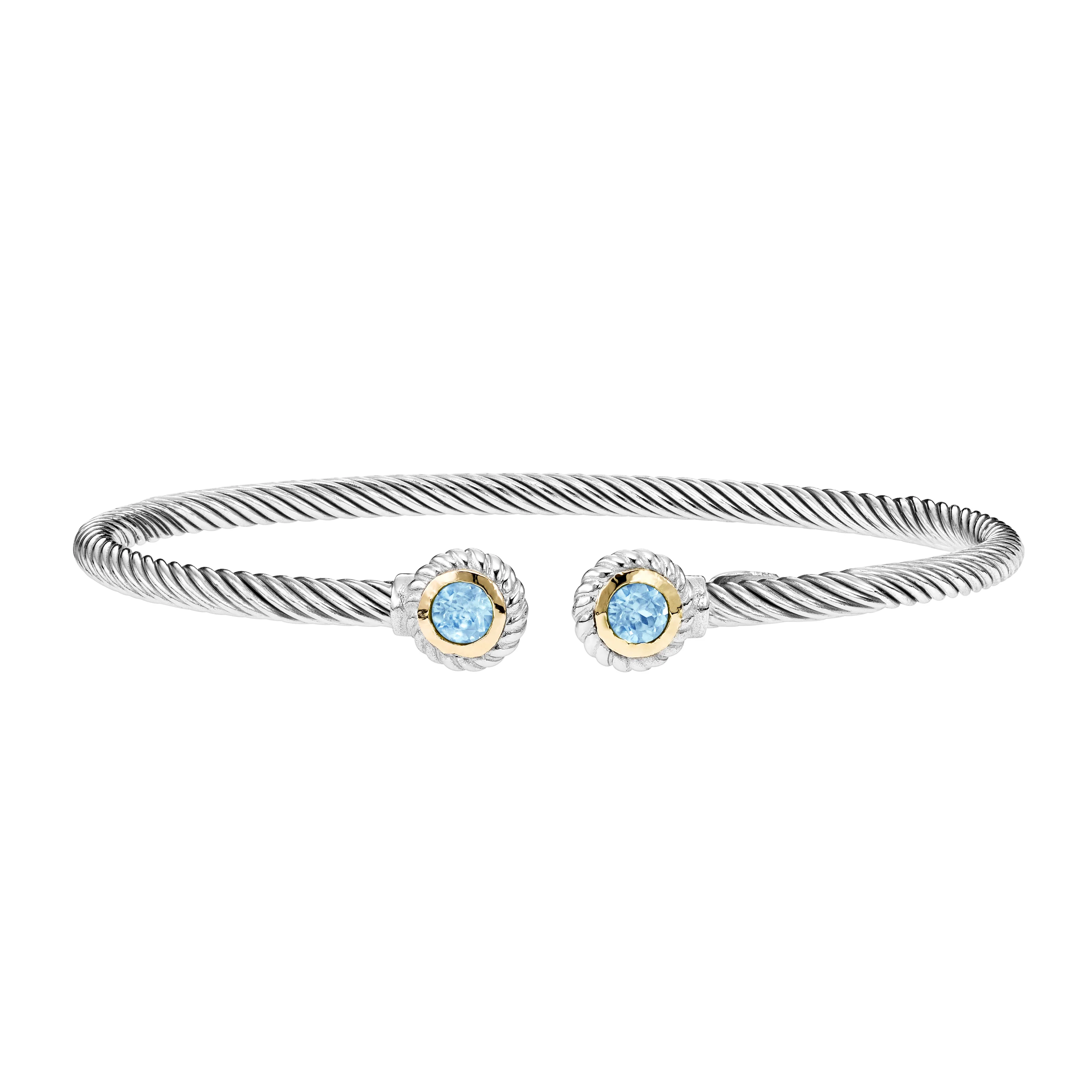 Image of Silver & 18K Round Tip Blue Topaz Bracelet