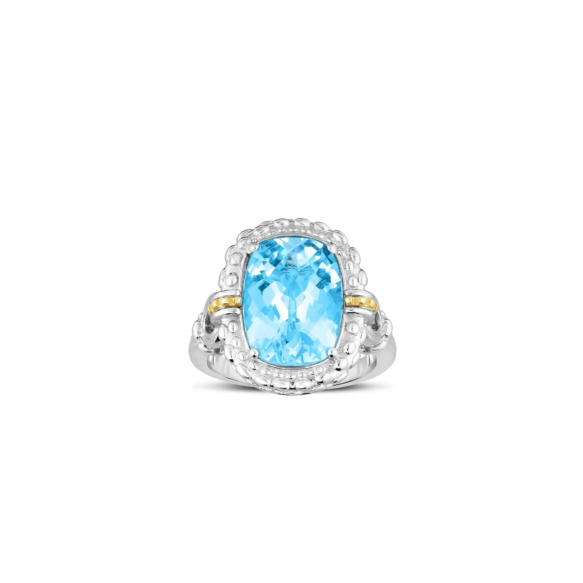 Image of Silver & 18K Gold Blue Topaz Cocktail Ring