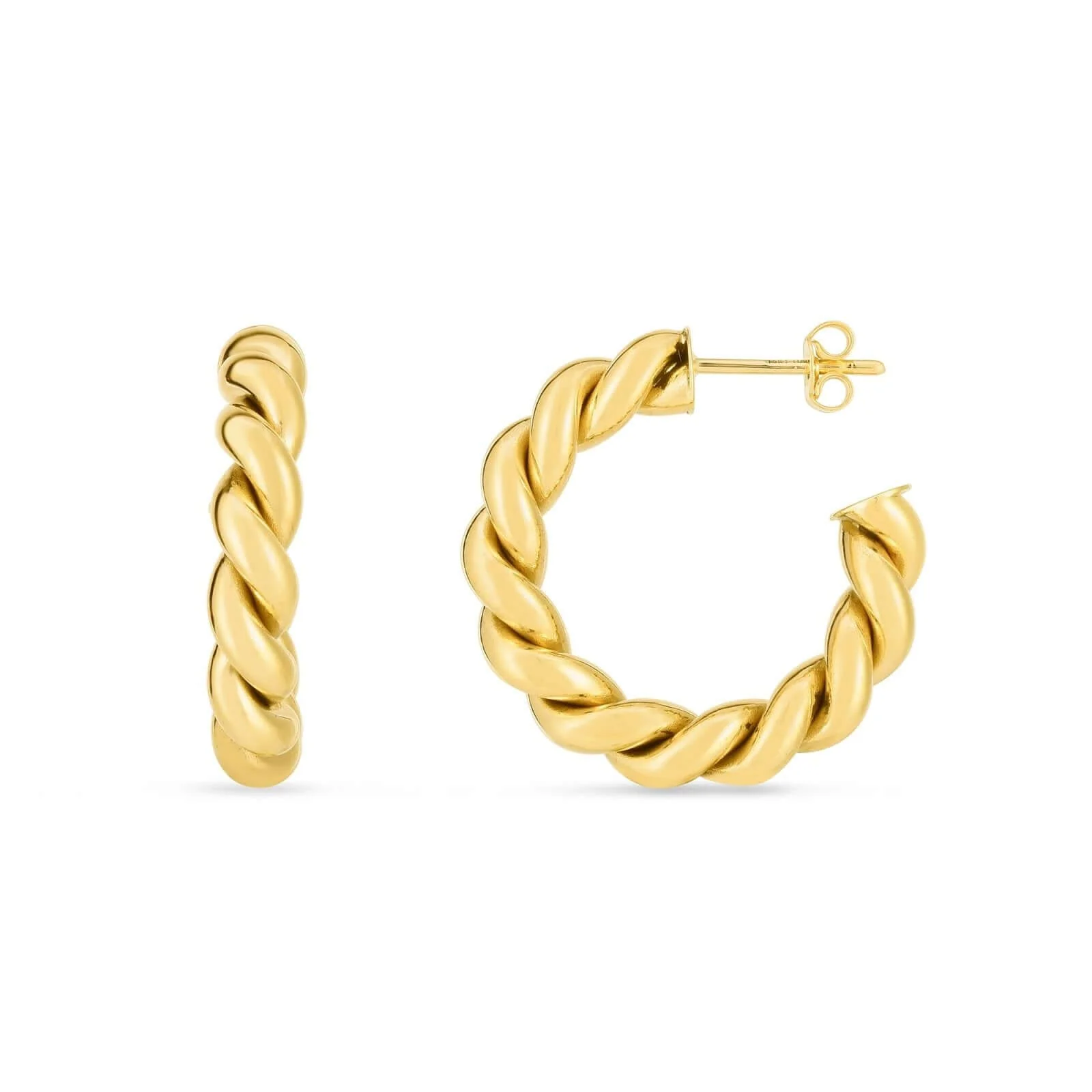 Image of 14K Gold Artisan Sculpted Hoop Earrings