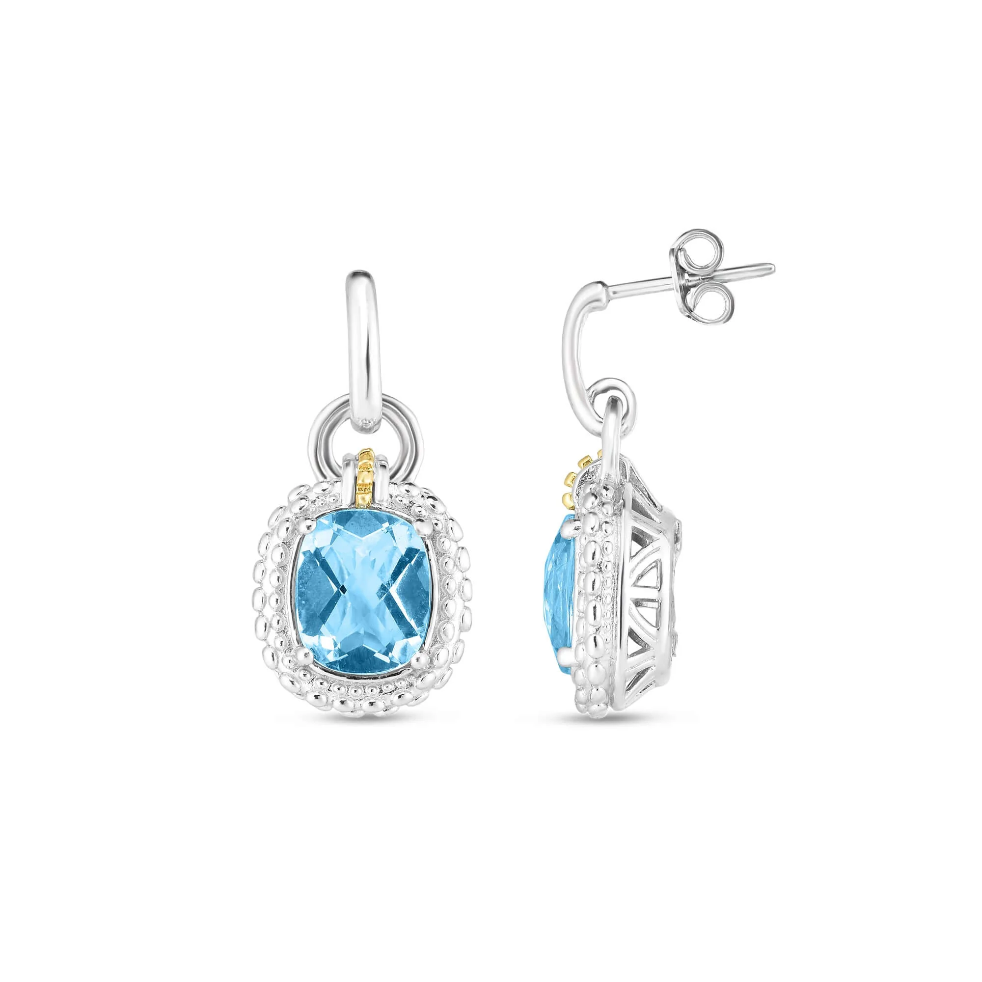 Image of Silver & 18K Gold Blue Topaz Drop Earrings