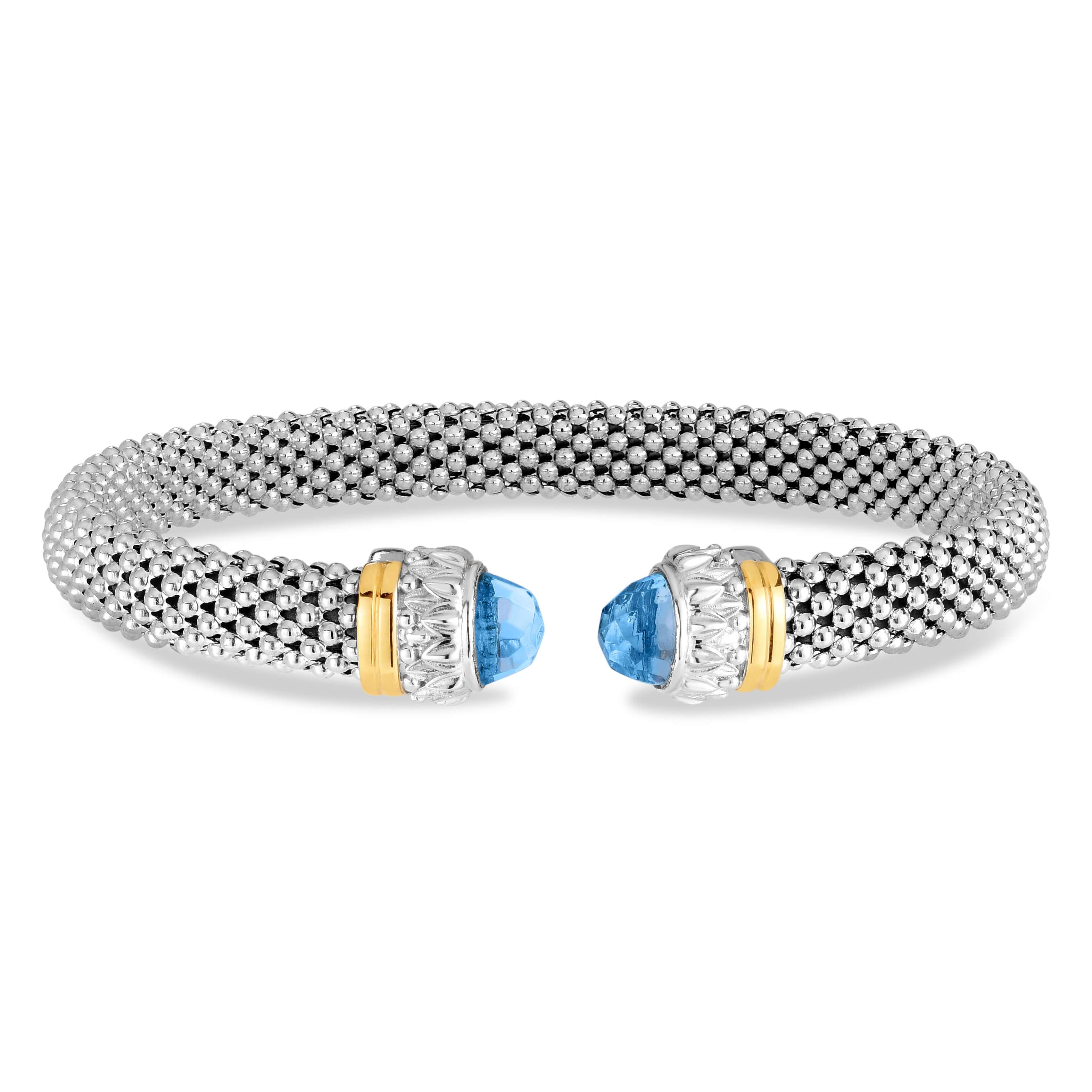 Image of Silver & 18K Gold Prosecco Blue Topaz Cuff