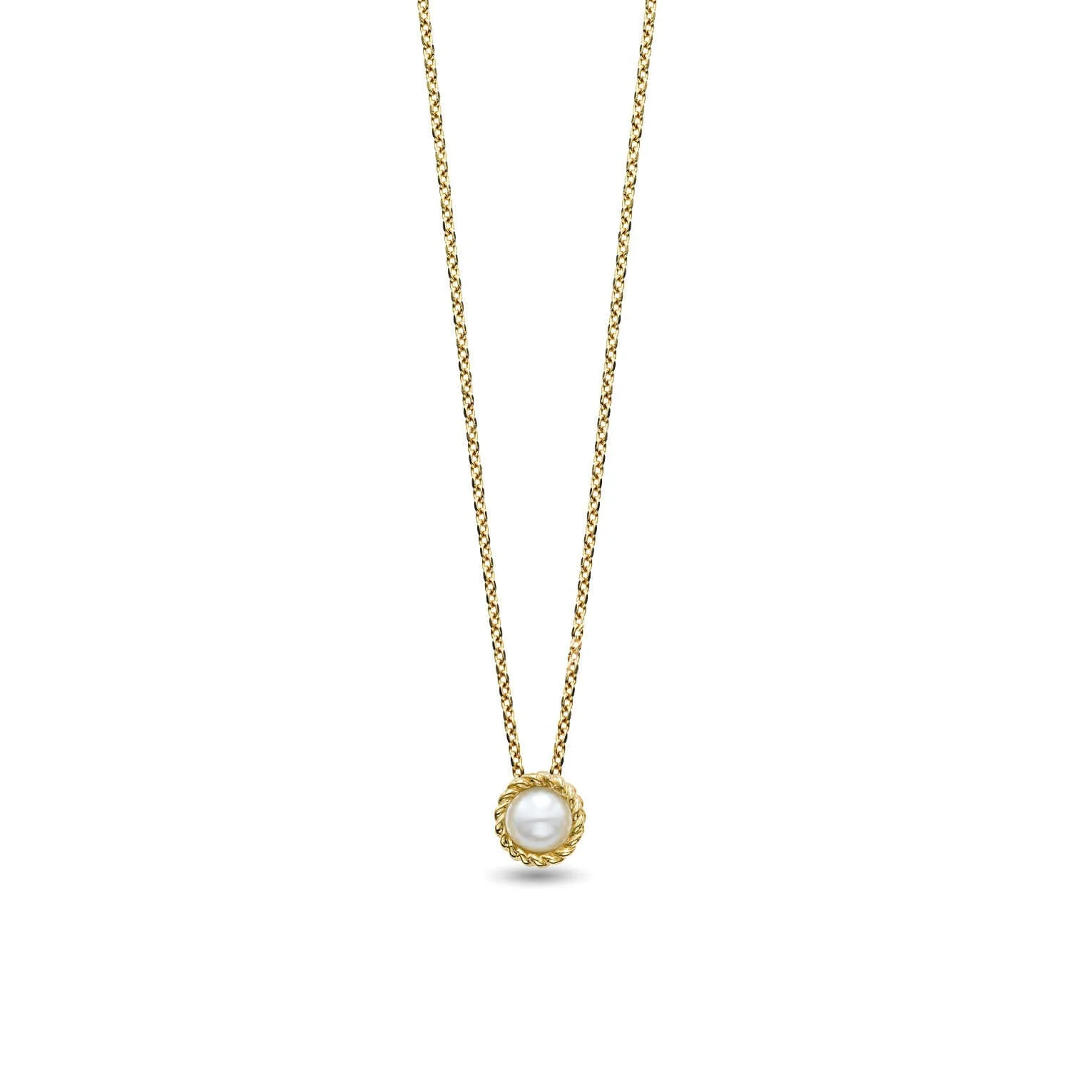 Image of 14K Gold & Pearl Cable Pendant