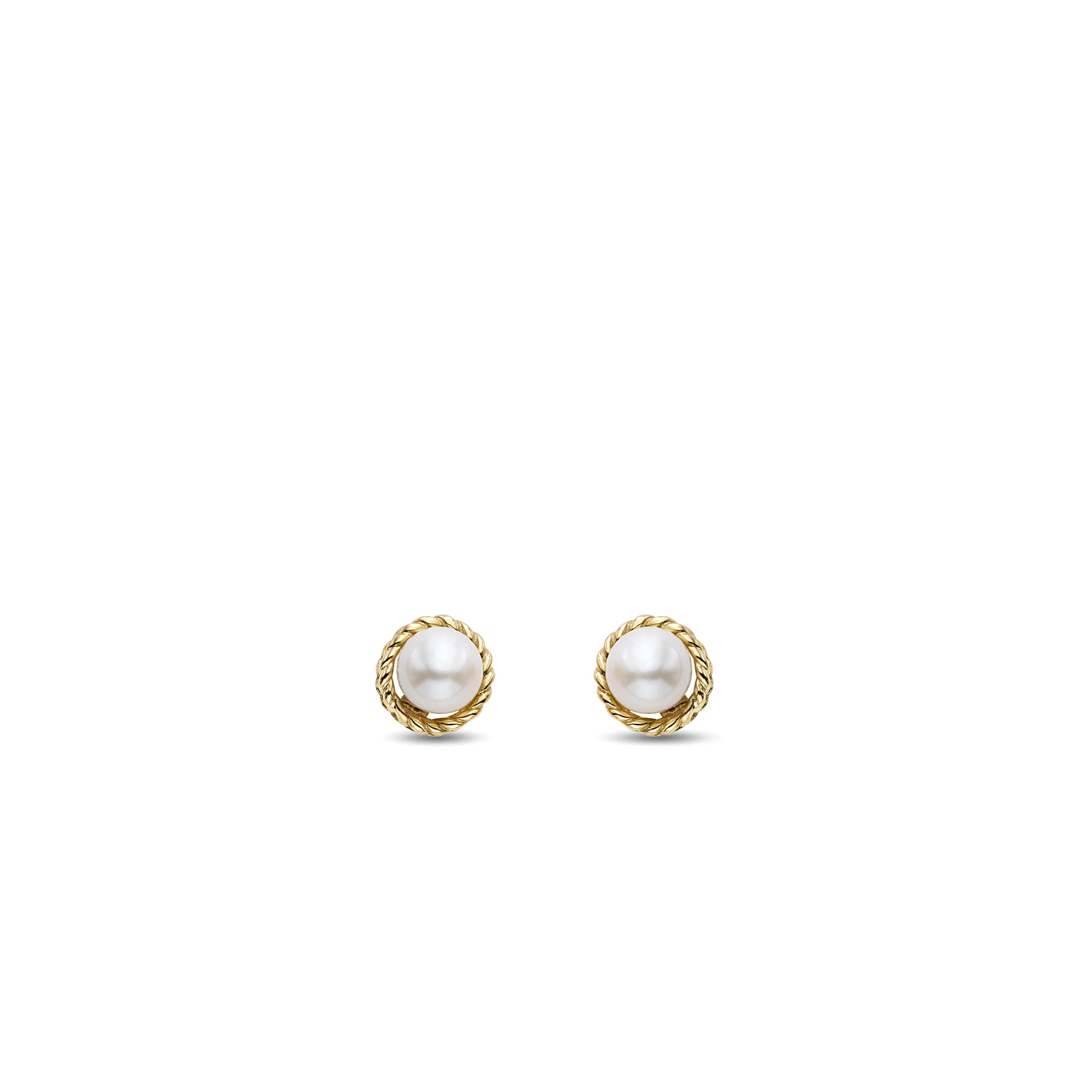 Image of 14K Gold & Pearl Cable Earrings
