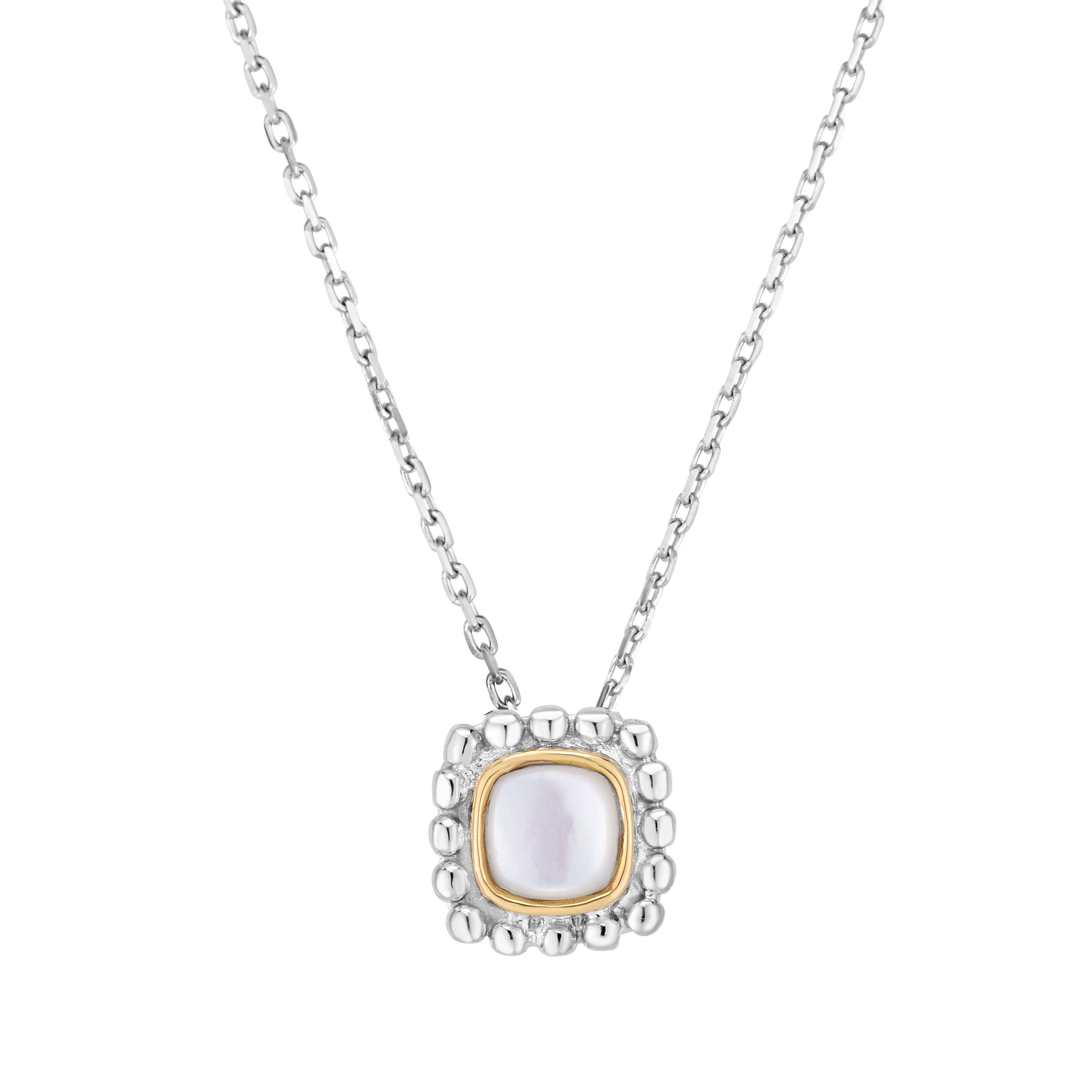Image of Silver & 18K Gold Prosecco Quadra Mother of Pearl Pendant