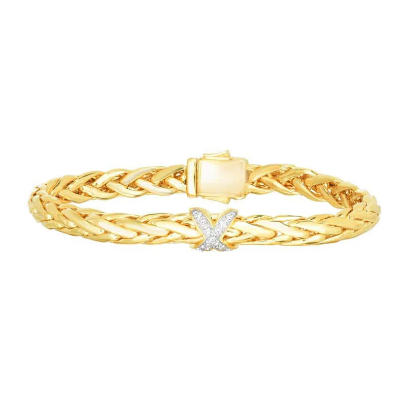 Image of 14K Gold Large 9mm Woven Diamond X Bracelet