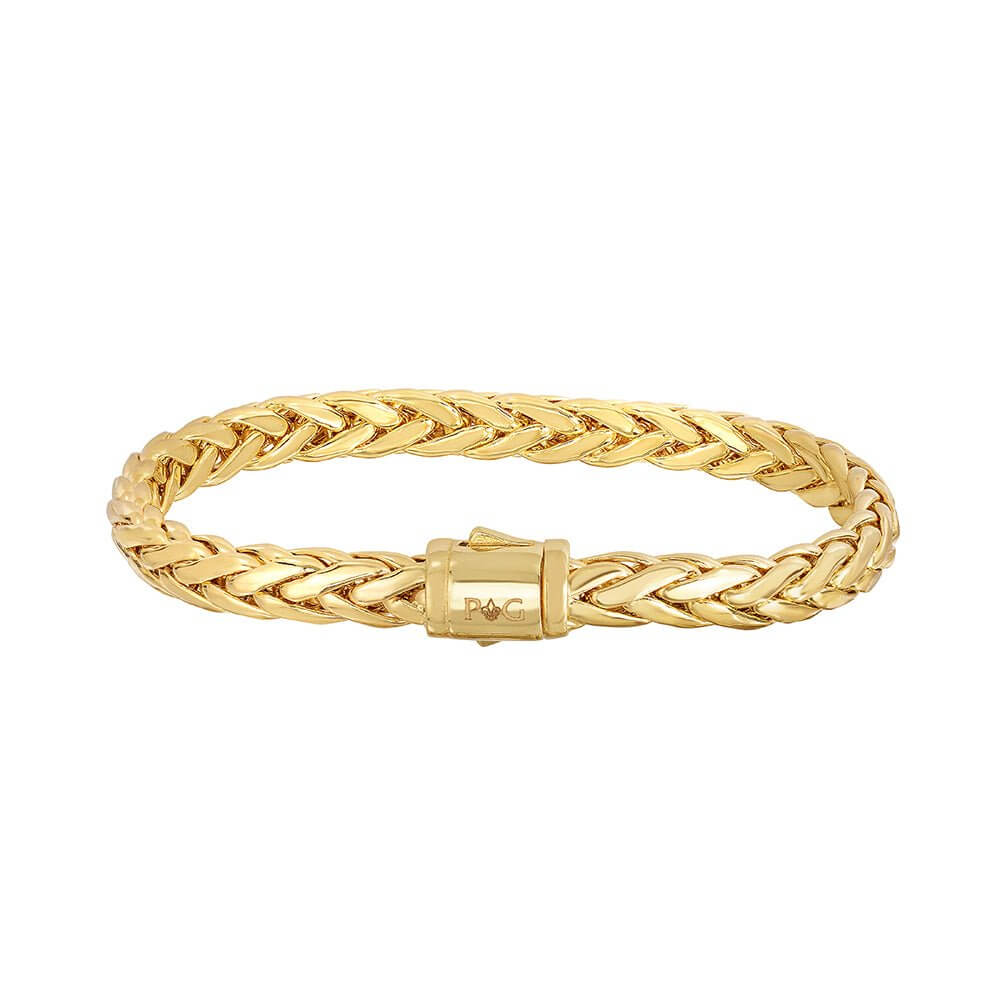 Image of 14K Gold Half Round 6mm Woven Chain Bracelet
