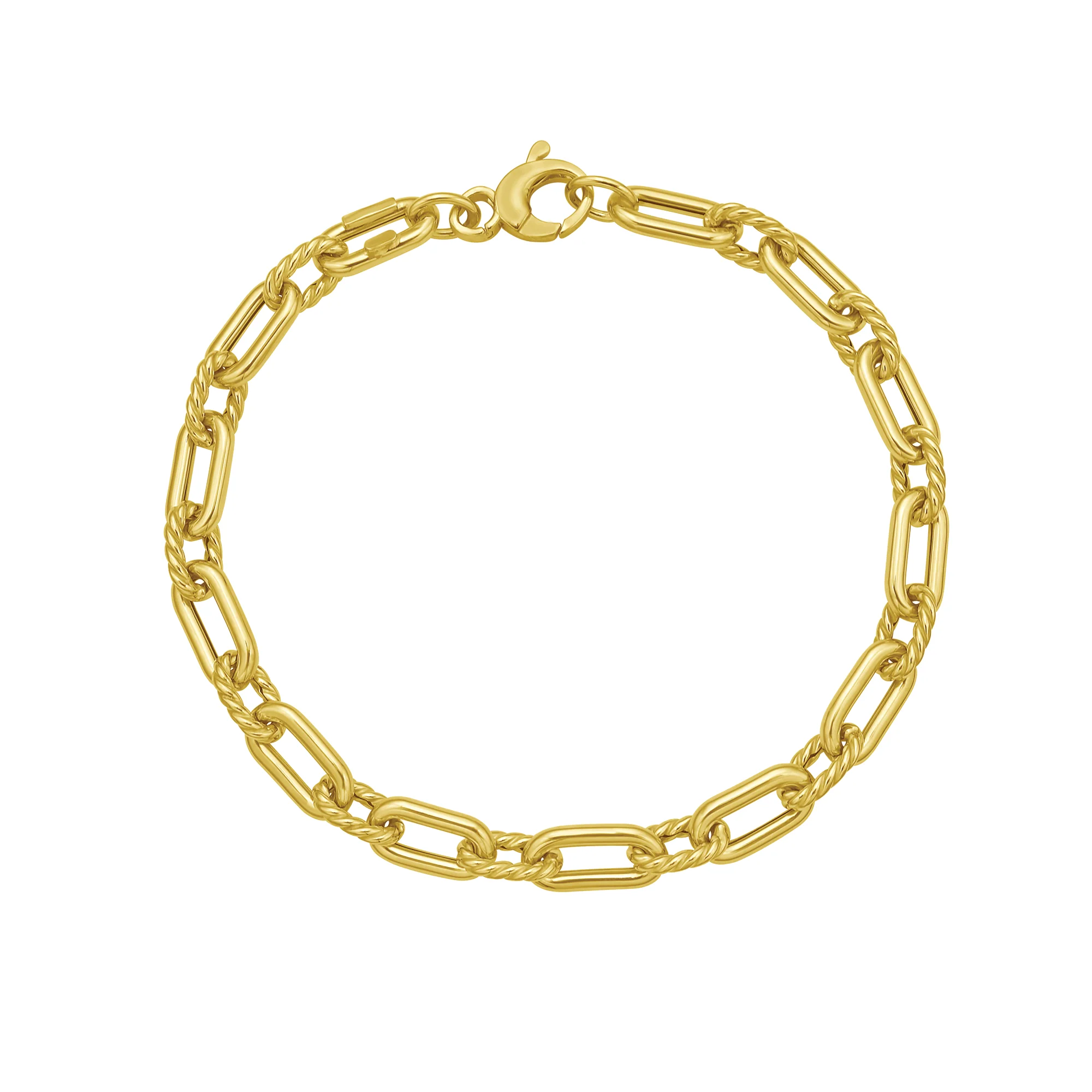 Image of 14K Medium Alternating Paperclip Bracelet