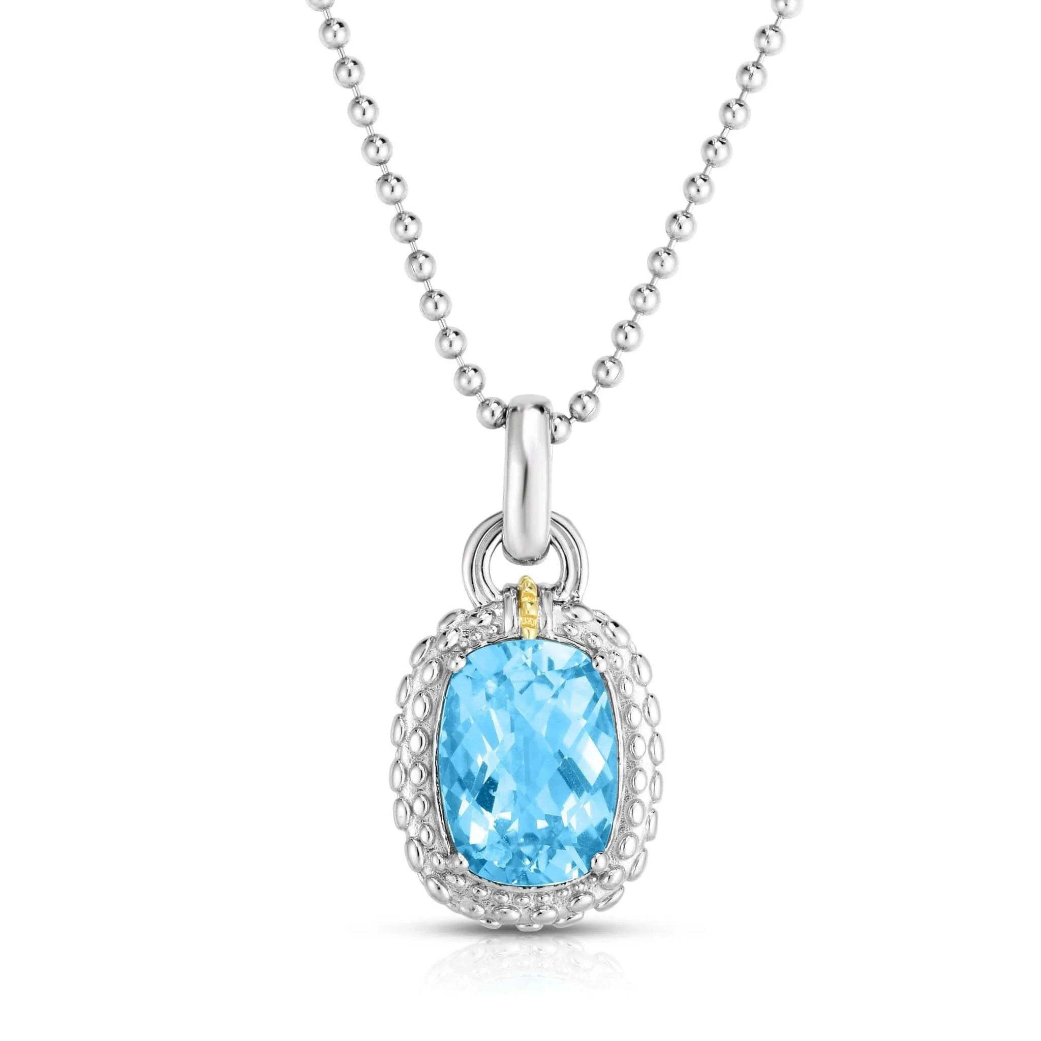 Image of Silver & 18K Gold Large Blue Topaz Pendant