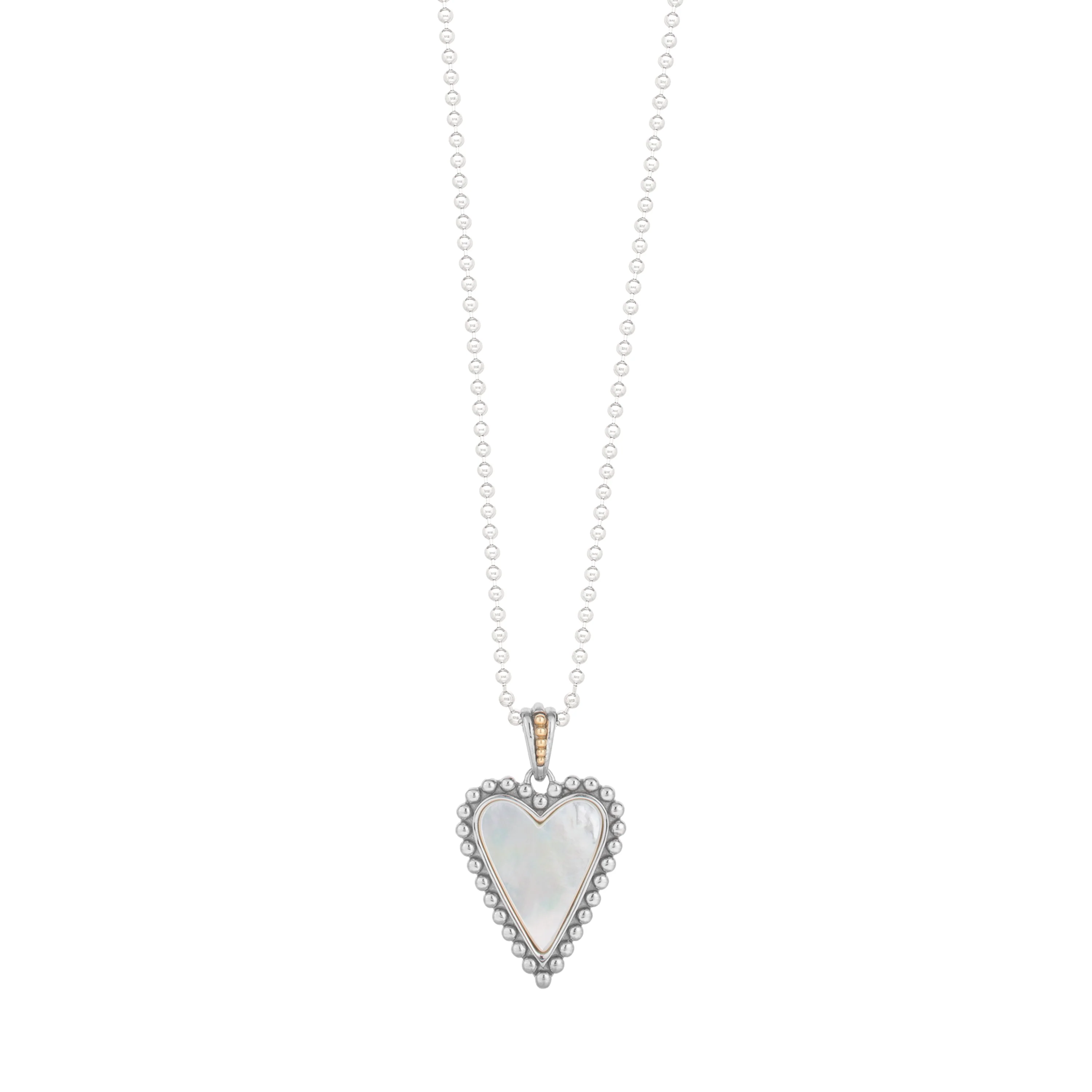 Image of Silver & 18K Prosecco White Mother of Pearl Heart Pendant