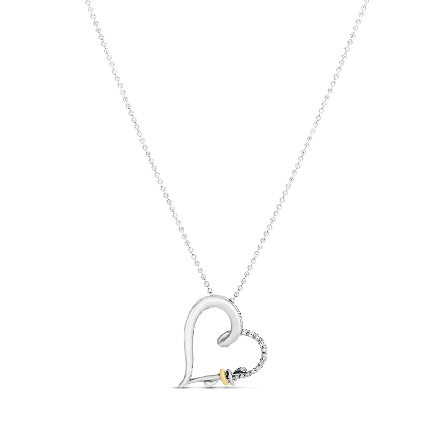 Image of Silver & 18K Gold Open Heart Knot Pendant