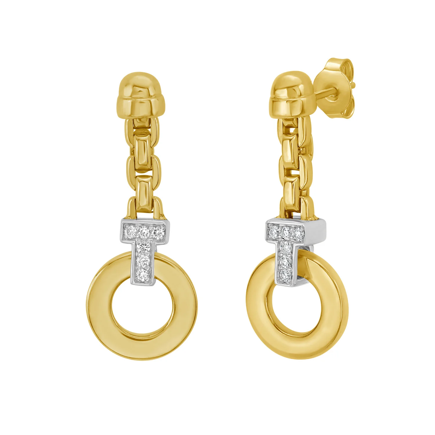 Image of 14K Diamond Venetian Link Drop Earrings