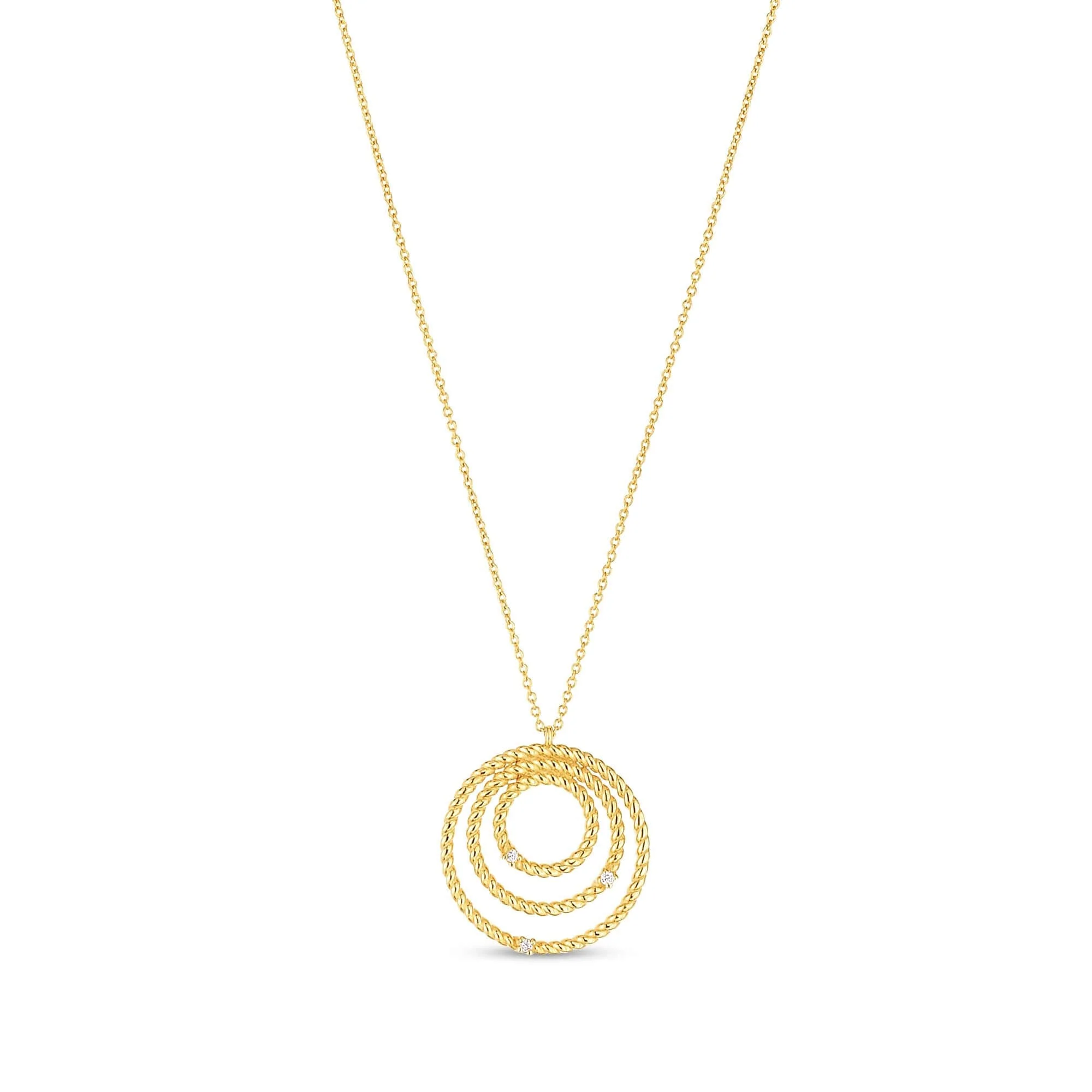 Image of 14K Diamond Cable Circle Pendant Necklace