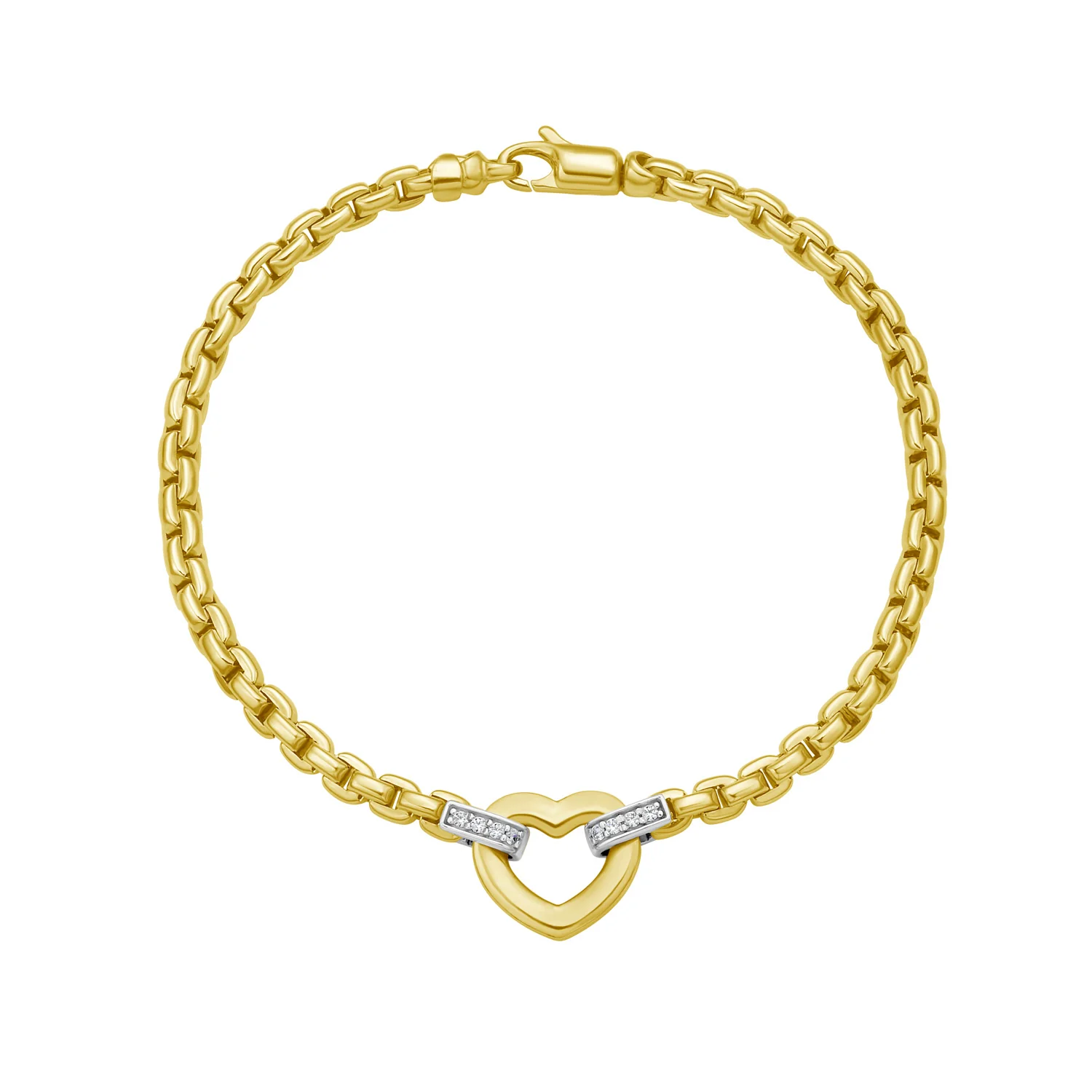Image of 14K Diamond Venetian Link Heart Bracelet