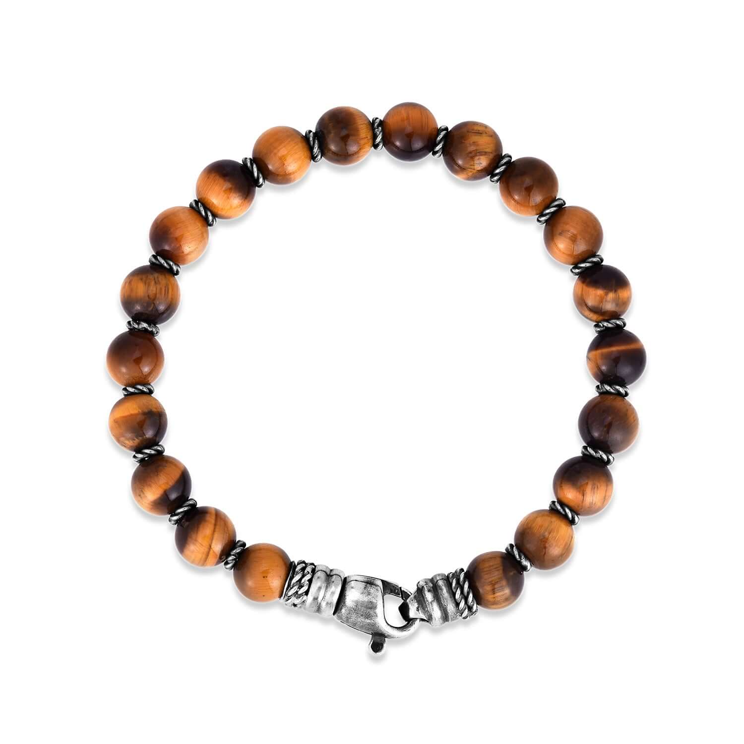 Image of Silver & Tiger's Eye Bead Bracelet