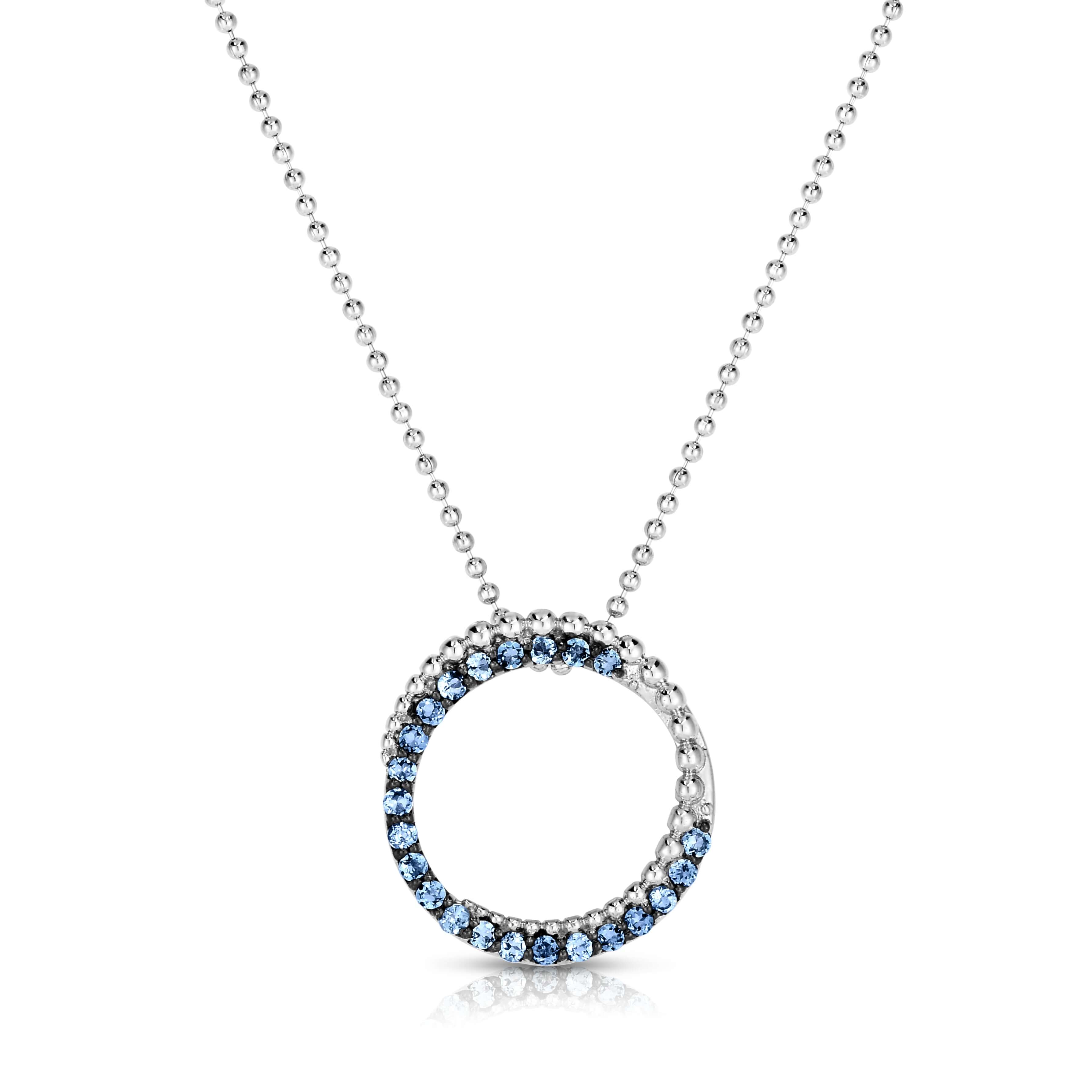 Image of Silver & Blue Topaz Prosecco Circle Necklace