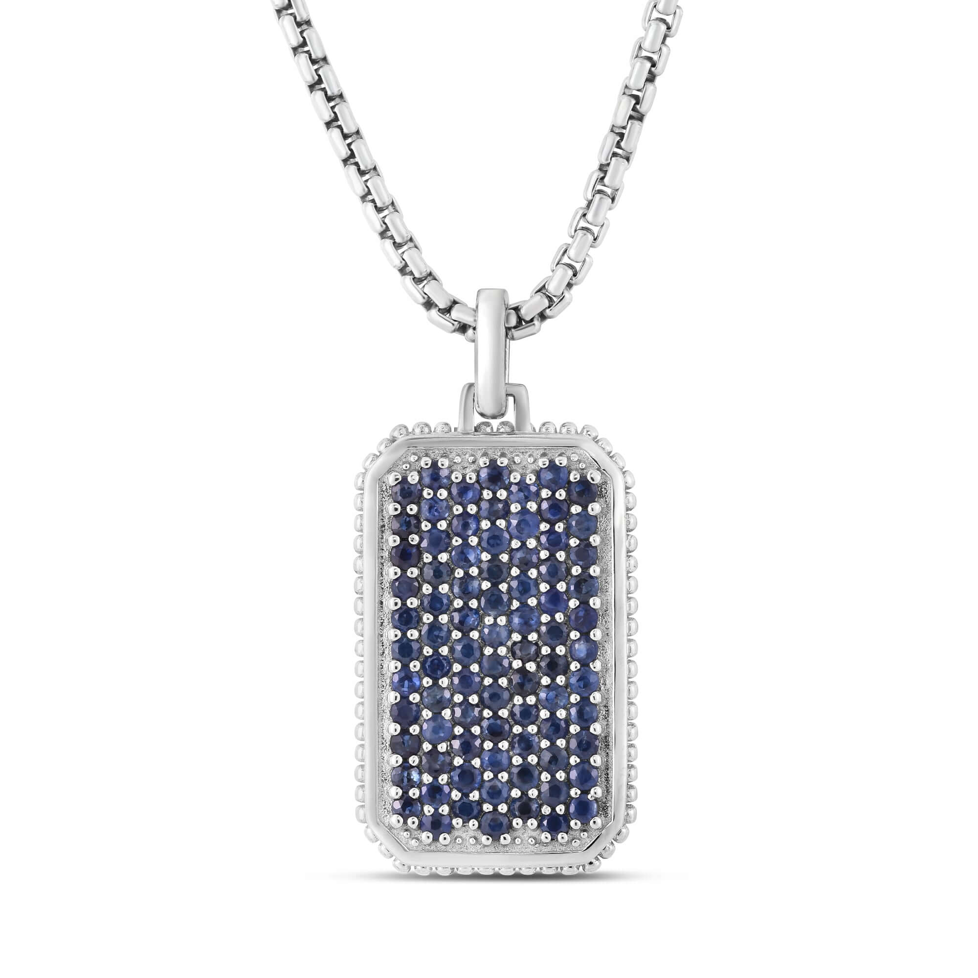 Image of Men's Silver & Sapphire Tag Necklace