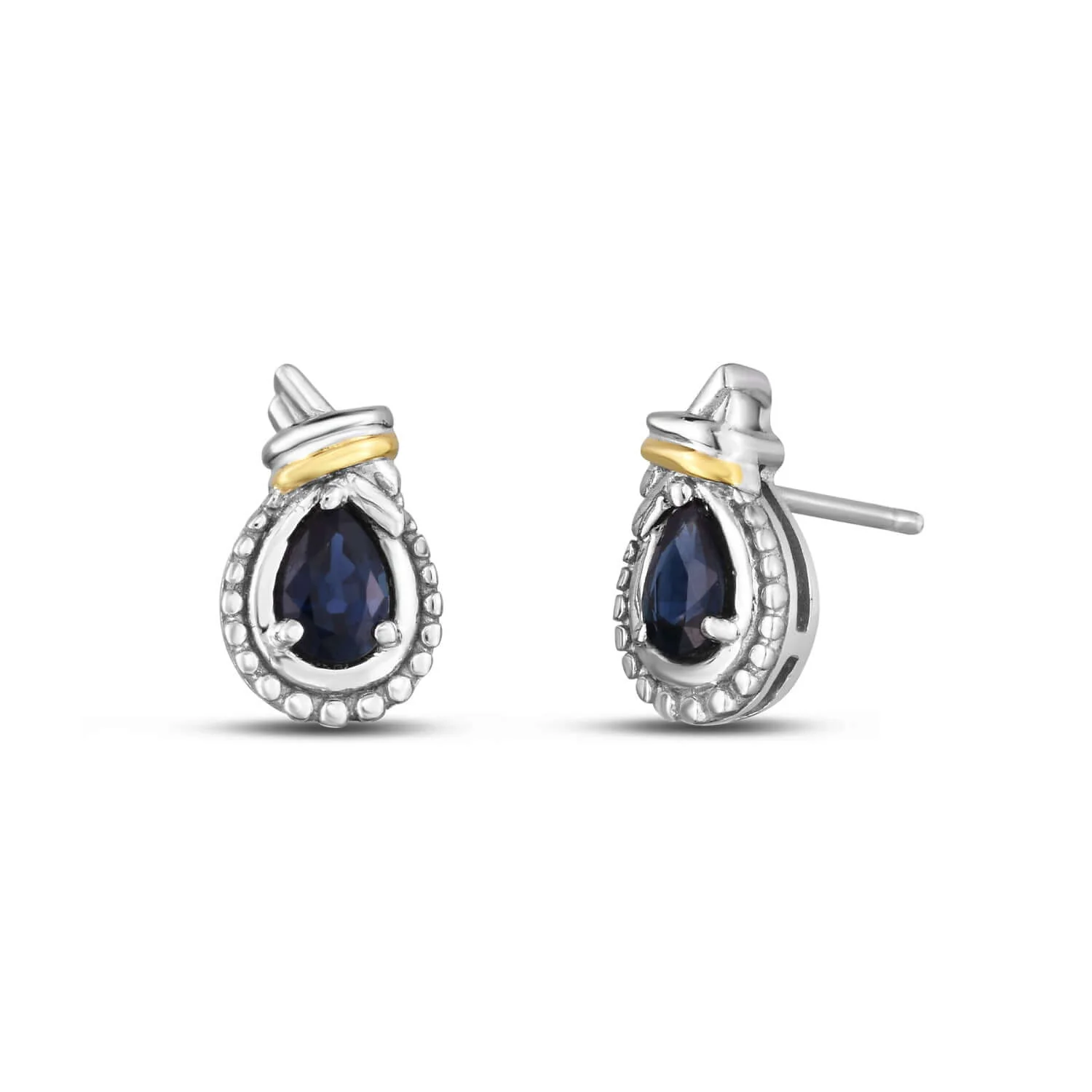 Image of Silver & 18K Popcorn Love Knot Sapphire Earring
