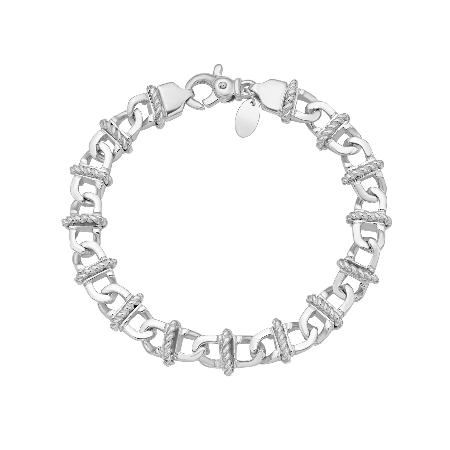 Image of Silver Men's Wrapped Rope Link Bracelet