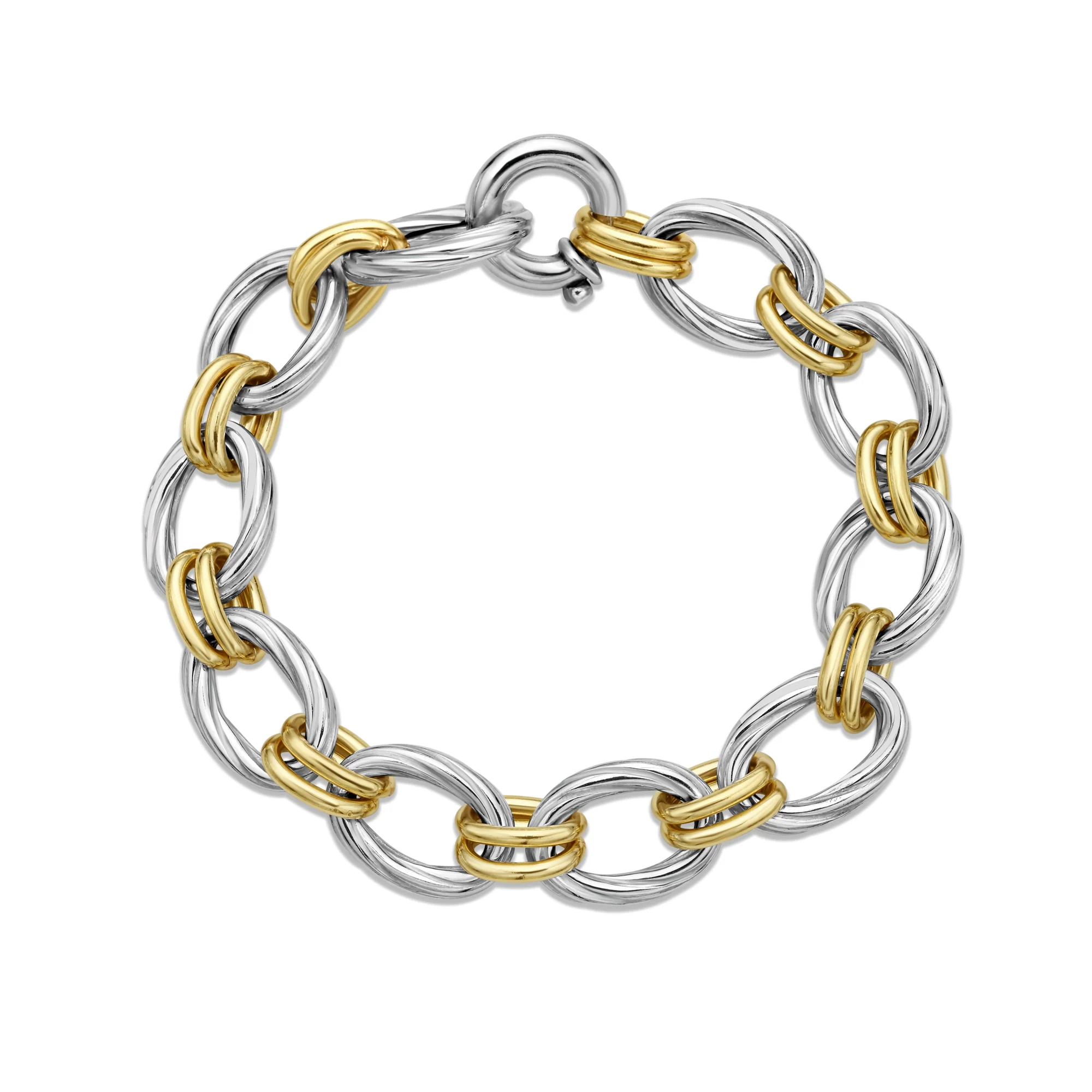 Image of Silver & 18K Gold Double Twist Chain Link Bracelet