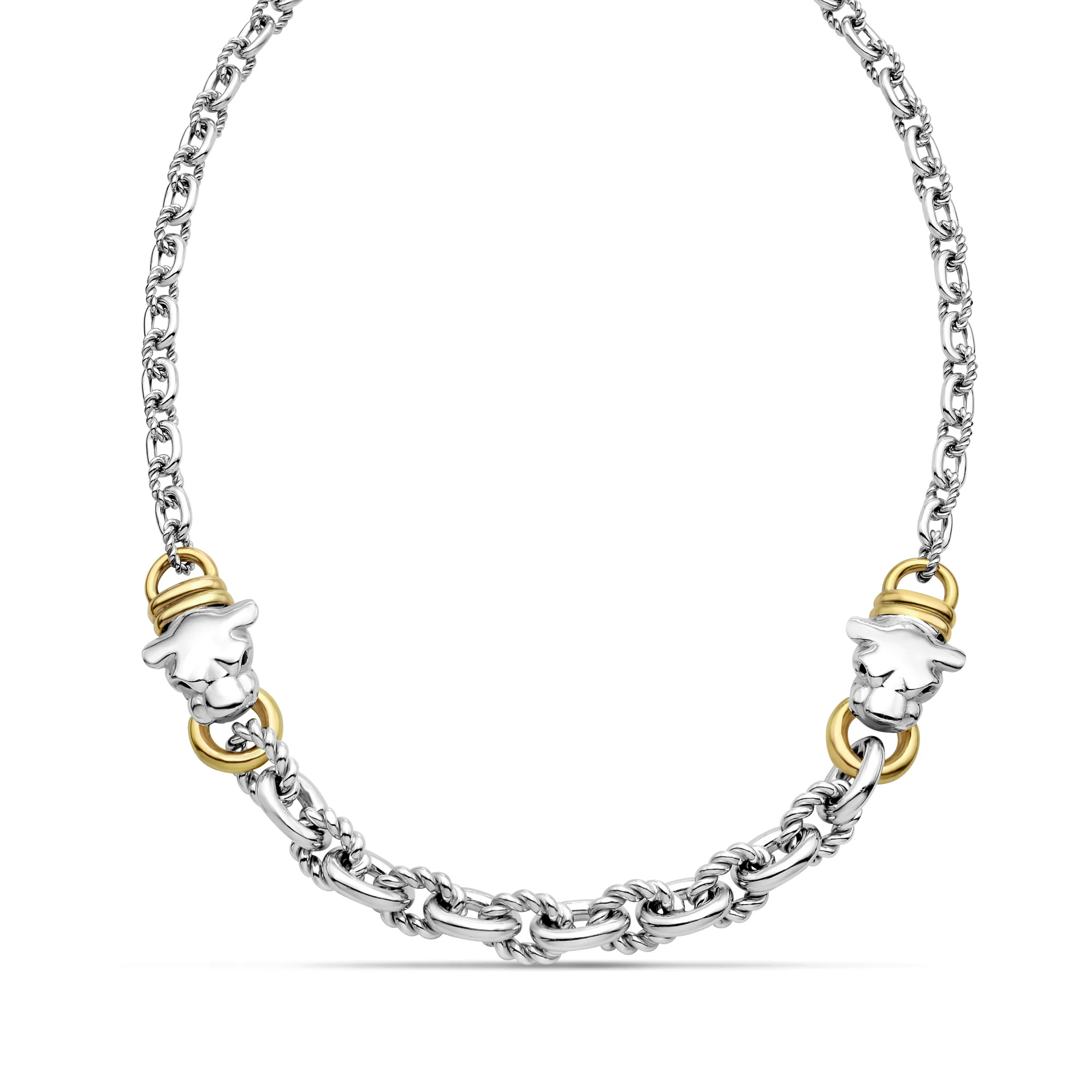 Image of Silver & 18K Gold Panther Head Cable Link Necklace