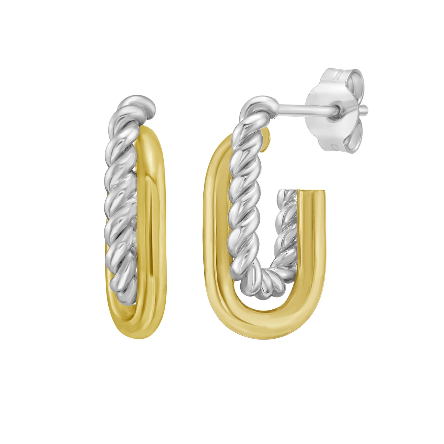 Image of Silver & 18K Small Paperclip Cable Earrings