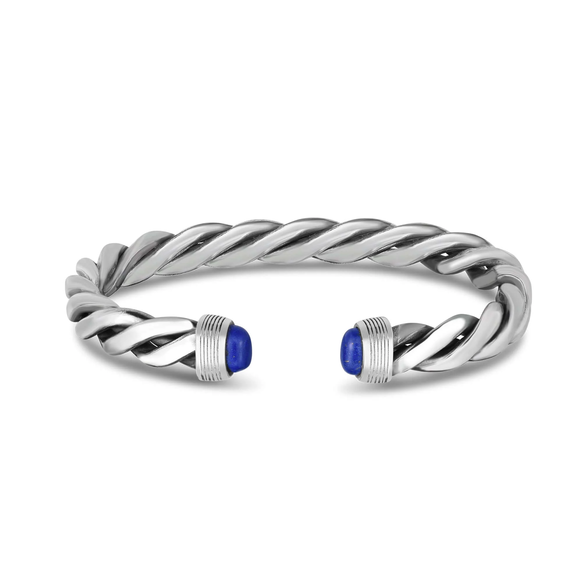 Image of Men's Silver & Lapis Cable Bracelet