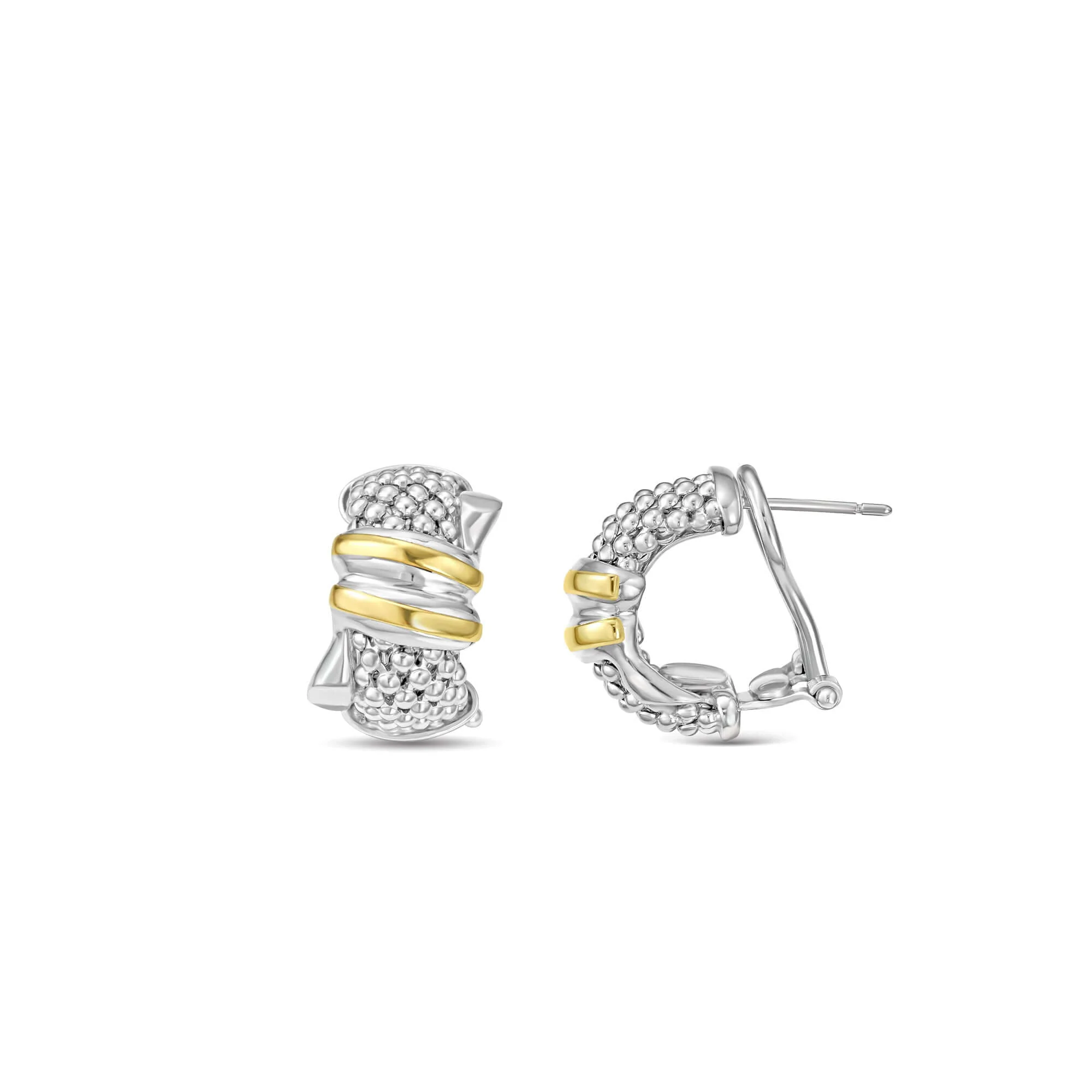 Image of Silver & 18K Gold Prosecco Knot Huggie Earrings
