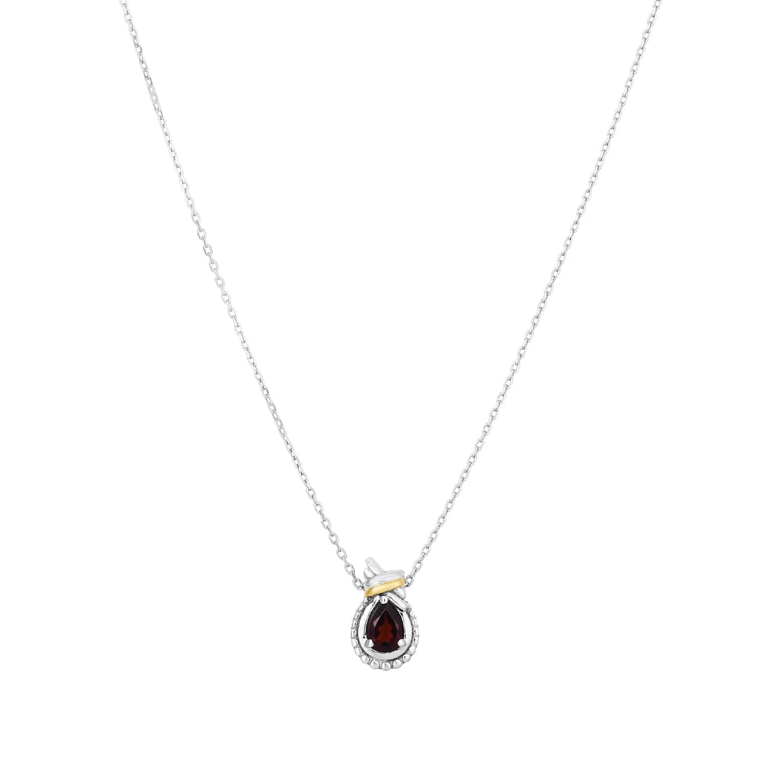 Image of Silver & 18K Gold Prosecco Love Knot Garnet Necklace