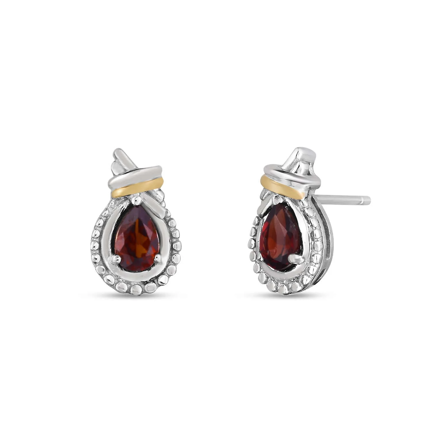 Image of Silver & 18K Gold Prosecco Love Knot Garnet Earrings