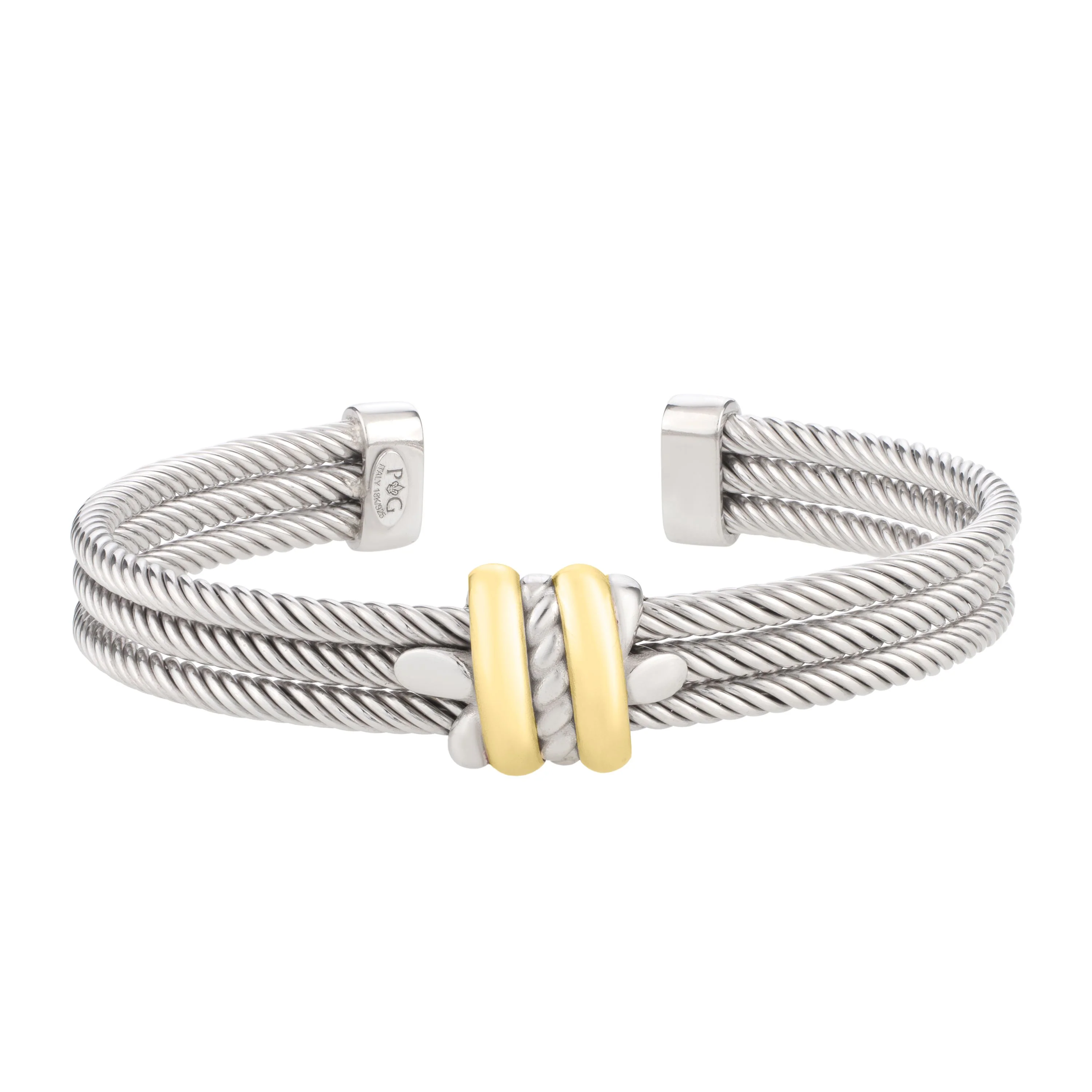 Image of Silver & 18K Men's Polished Triple Knot Cuff