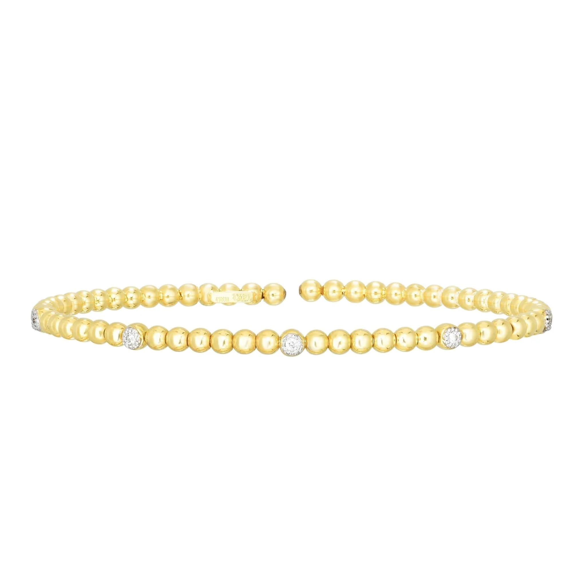 Image of 14K Gold Prosecco Bead Cuff With Diamonds