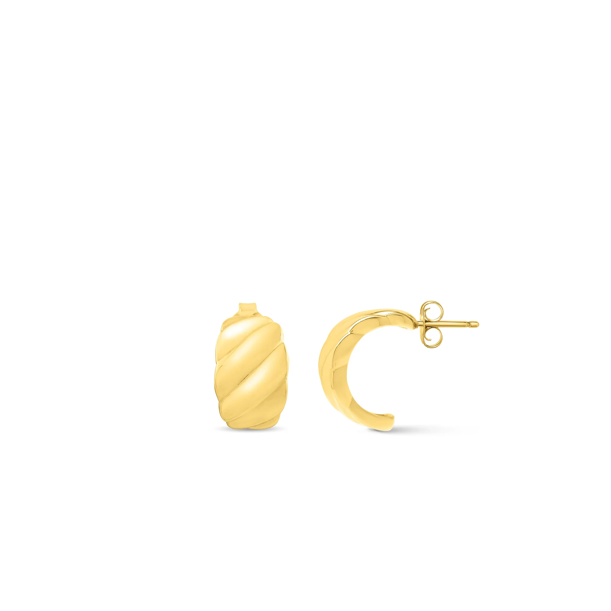 Image of 14K Gold Italian Cable Puffy Tapered Hoops