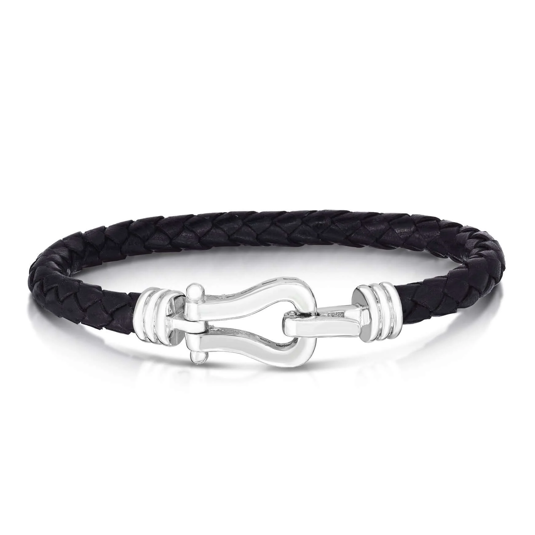 Image of Silver Men's Leather Buckle Bracelet