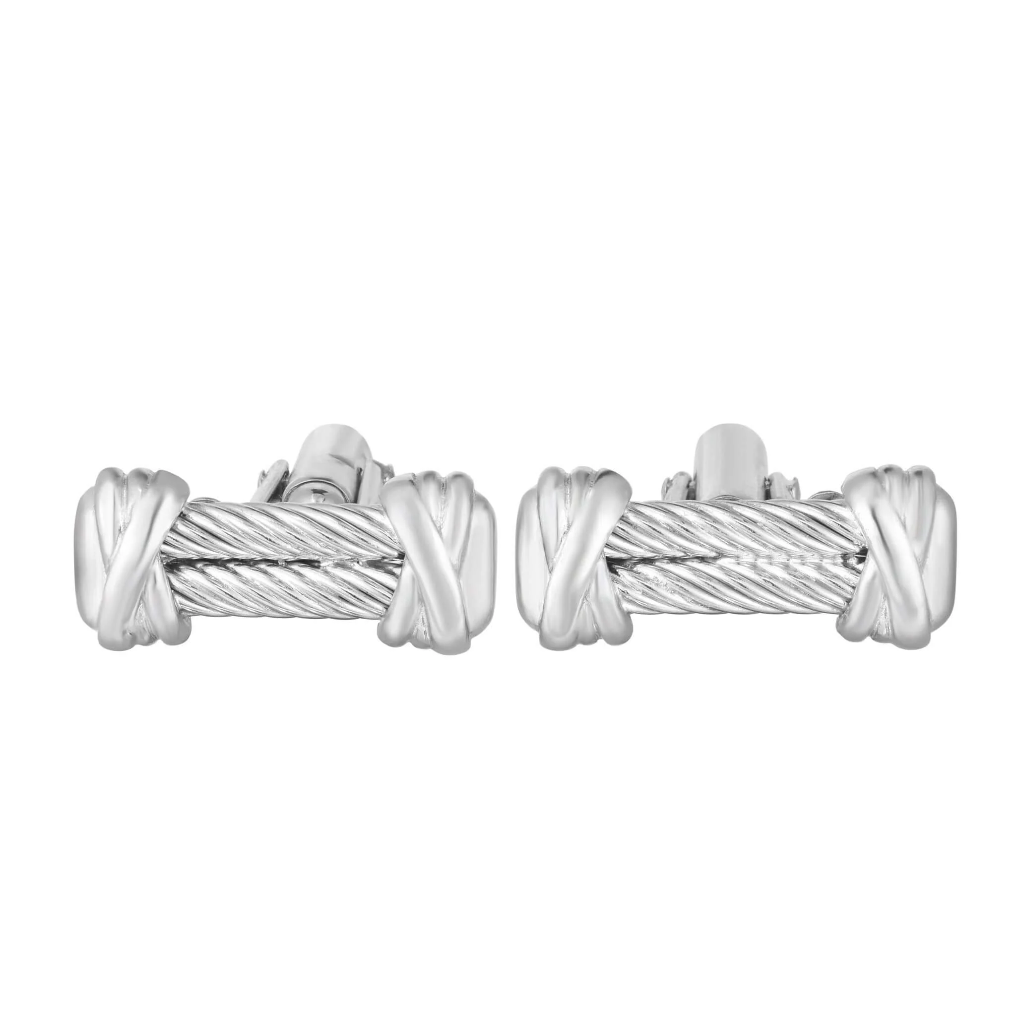 Image of Silver Double Cable Bar Cufflinks