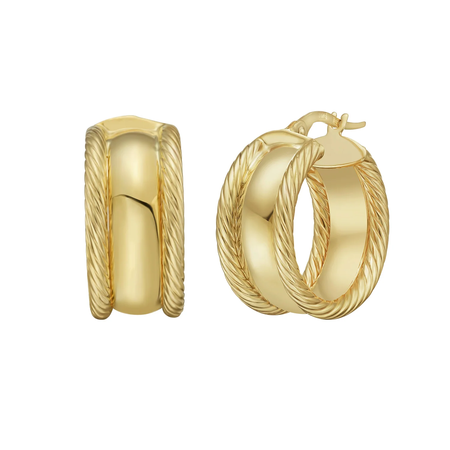 Image of 14K Polished and Italian Cable Hoops