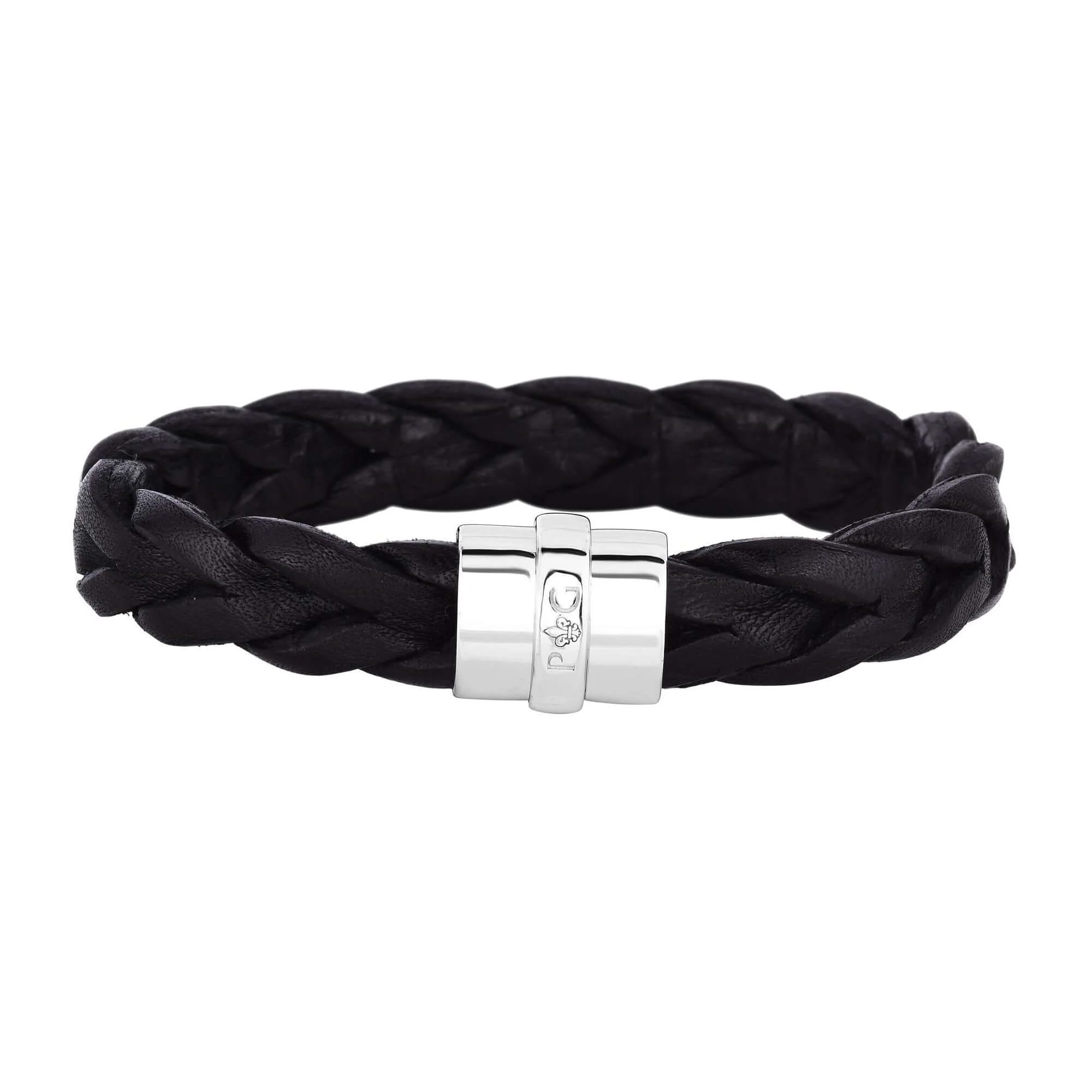 Image of Sterling Silver Men's Large Leather Bracelet