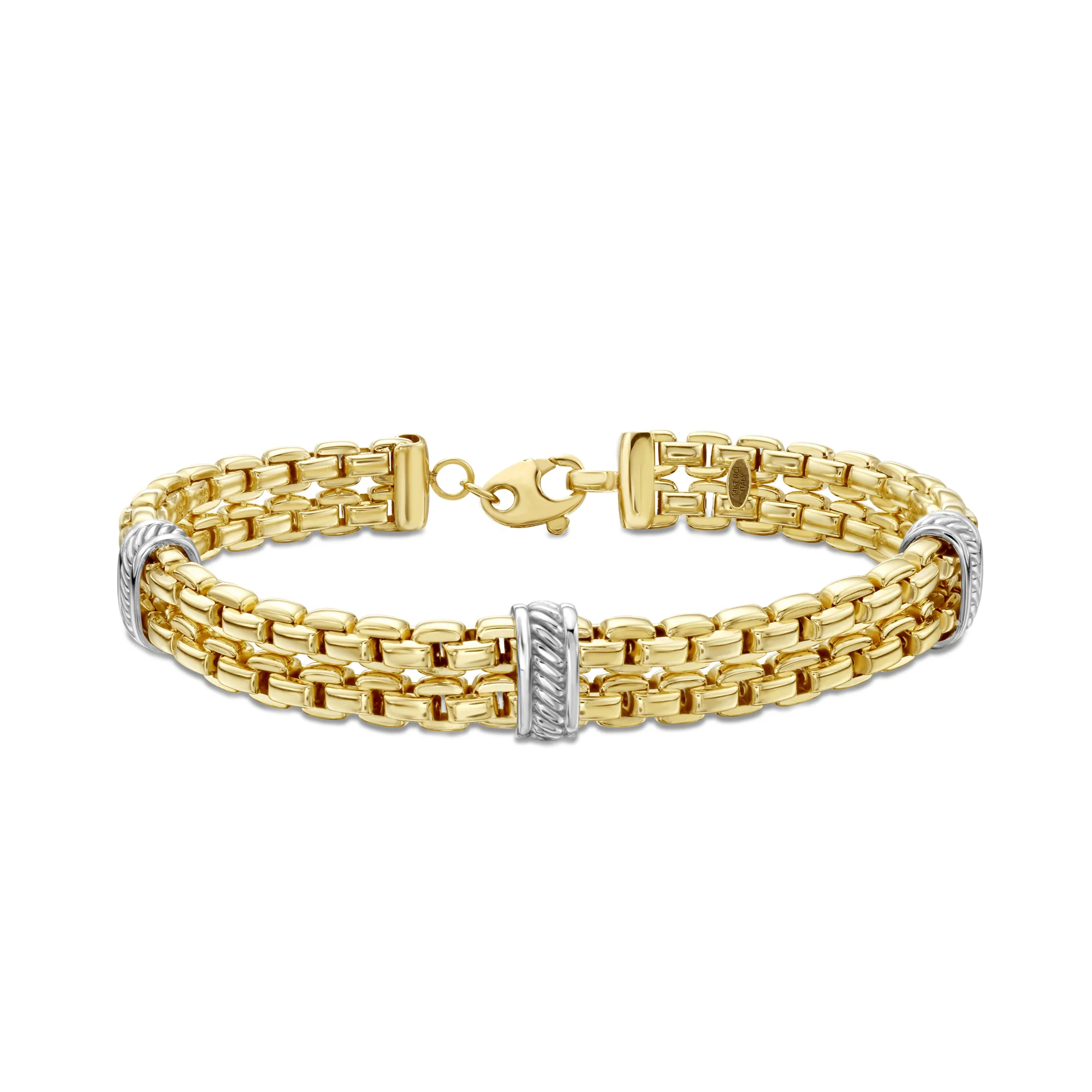 Image of 14K Two-Tone Venetian Chain Large Double Row Bracelet