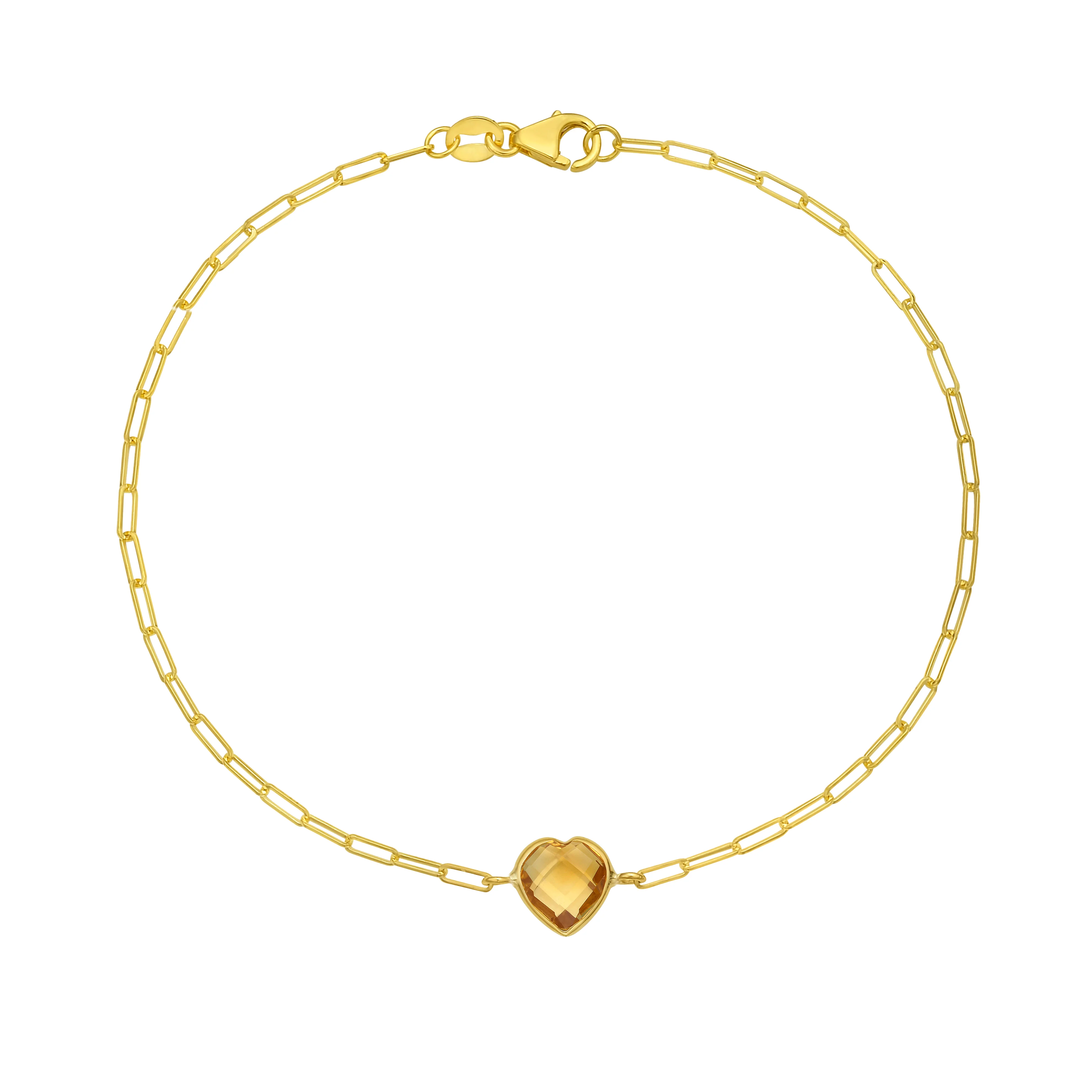 Image of 14K Gold Heart Citrine Bracelet