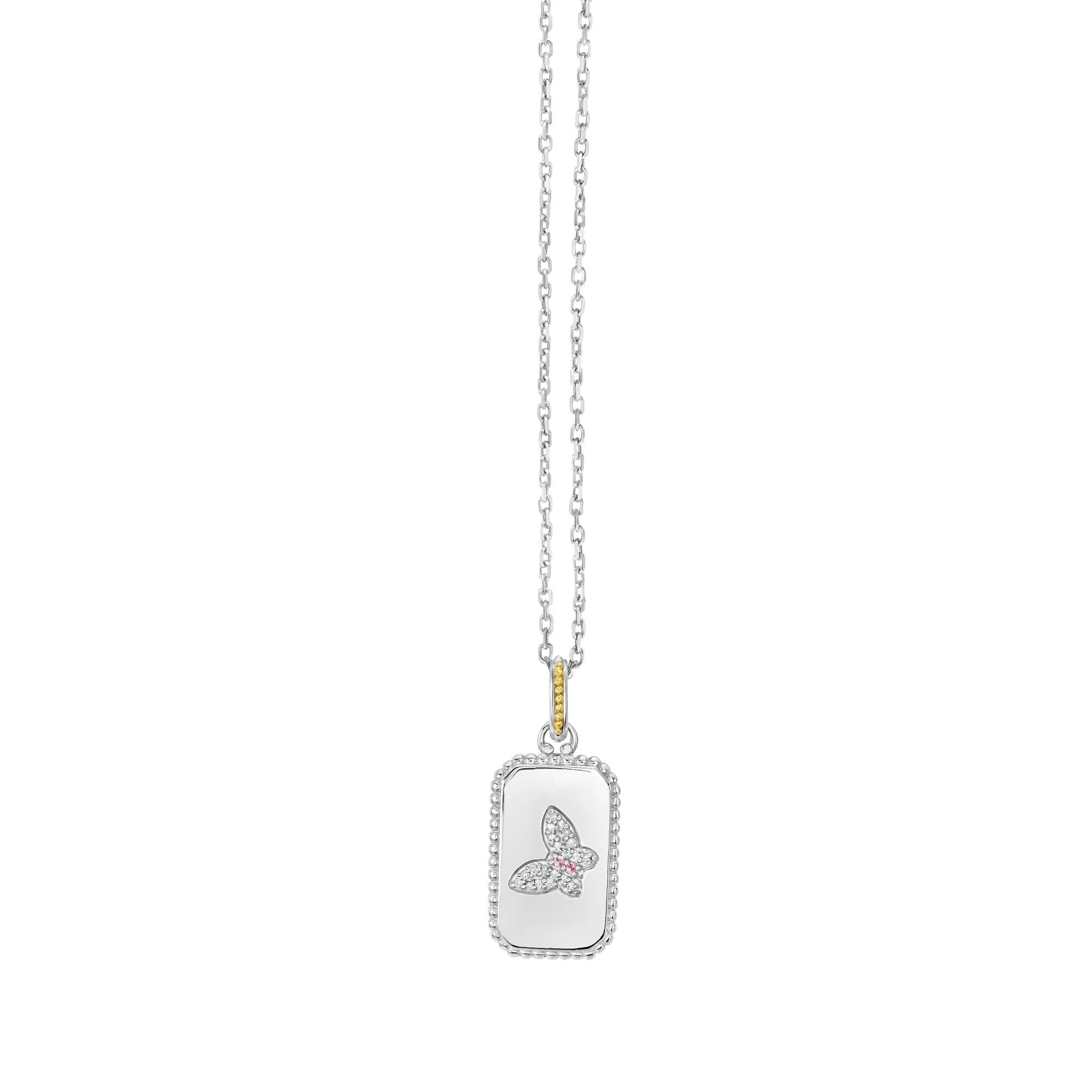 Image of Silver & 18K Gold Diamond Butterfly Medallion Tag
