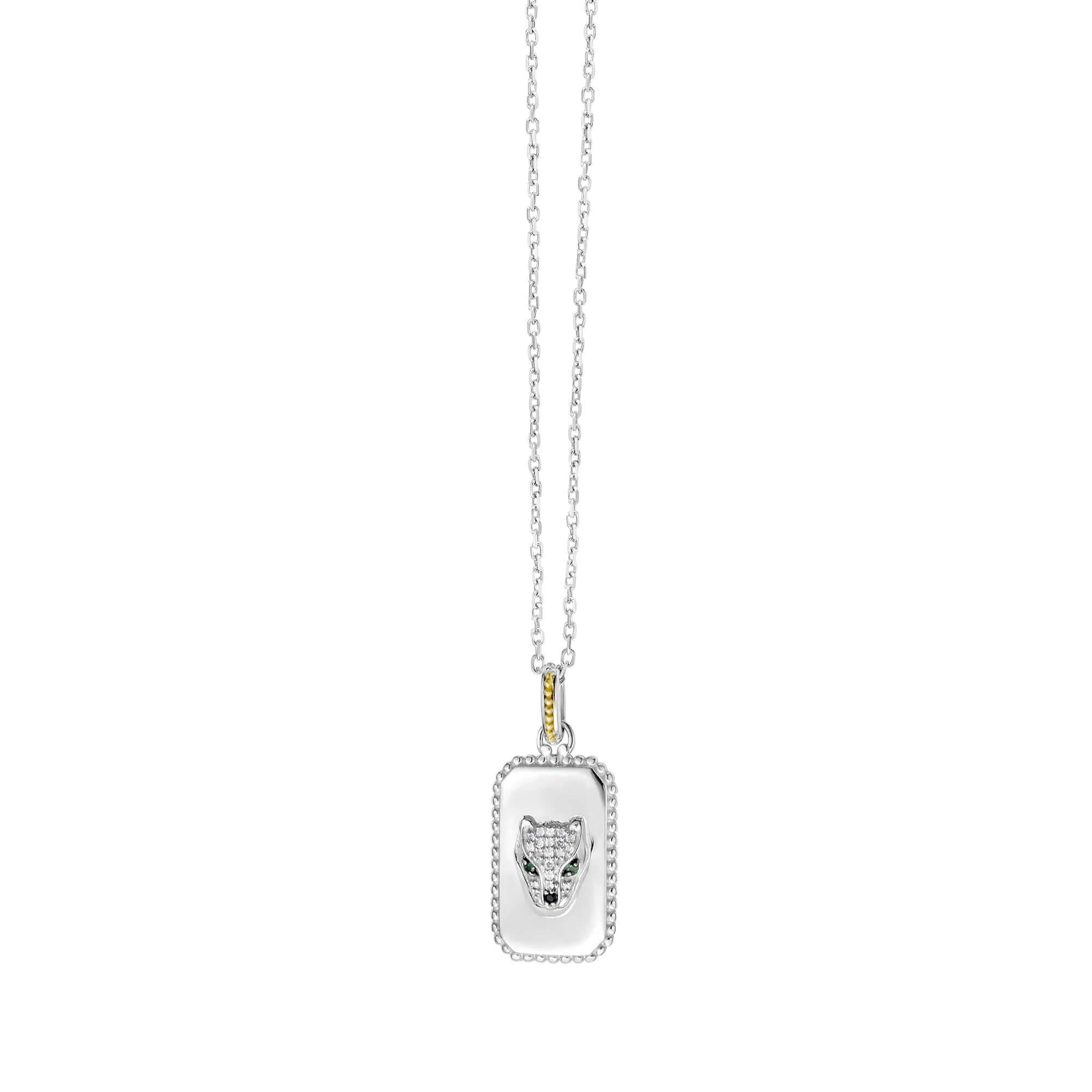 Image of Silver & 18K Gold Diamond Panther Medallion Tag