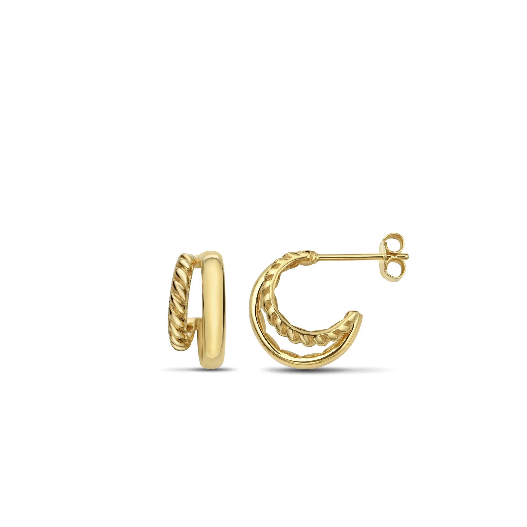 Image of 14K Gold Cable Double Hoop Earrings