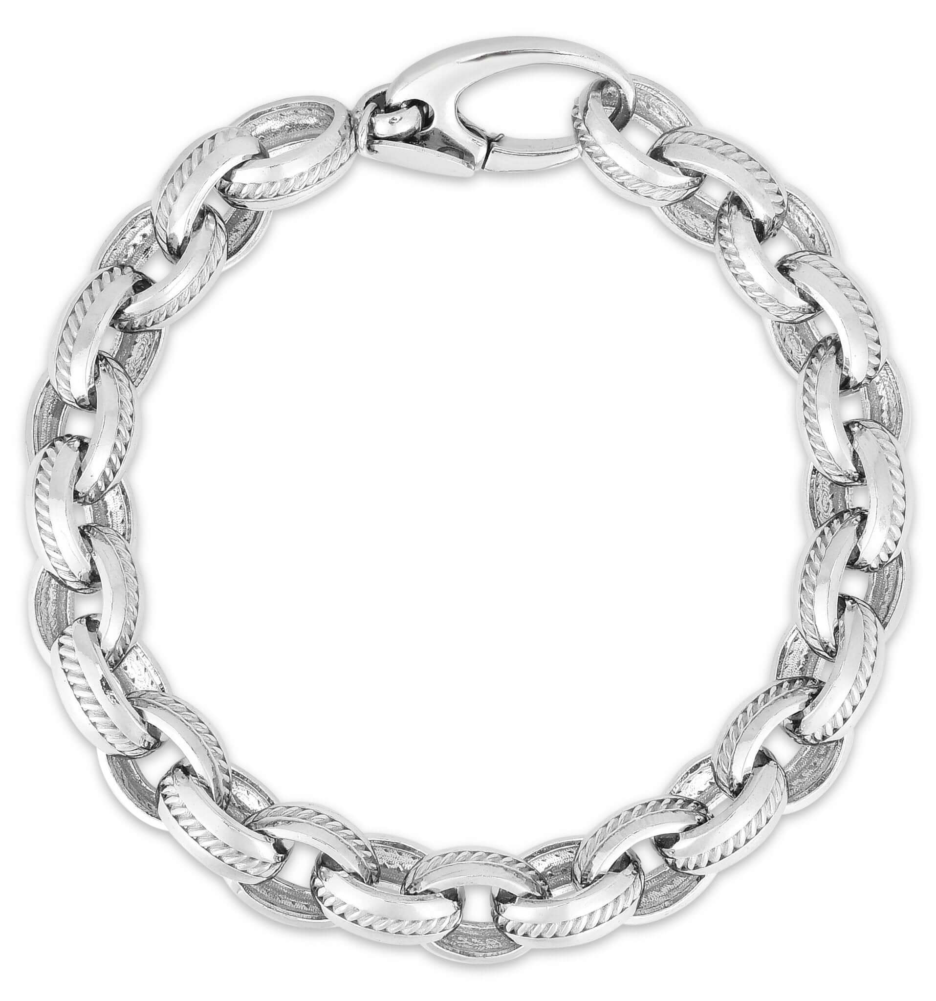 Image of Silver Cable Center Rolo Chain Bracelet