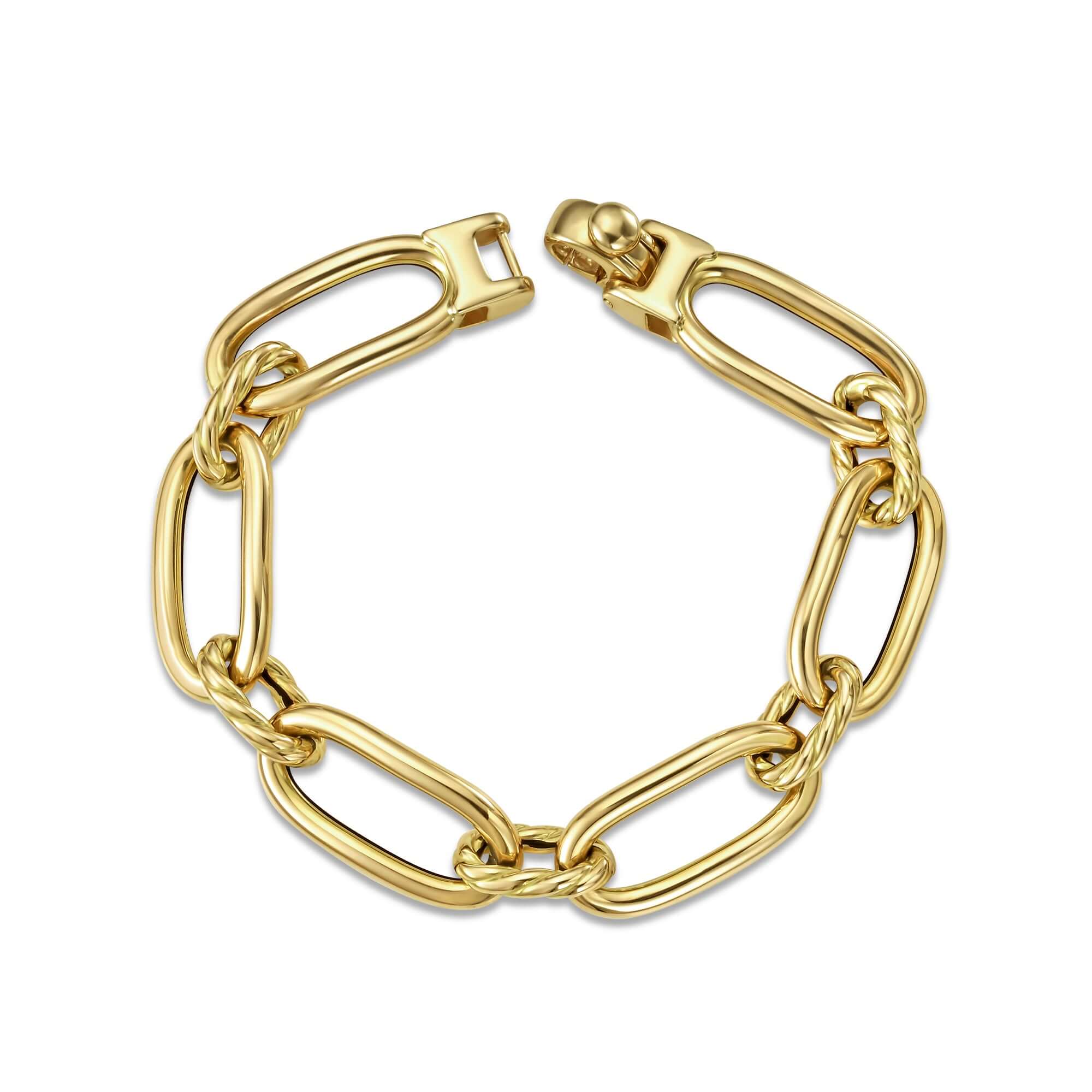 Image of 14K Gold Italian Cable Oval Paperclip Link Bracelet