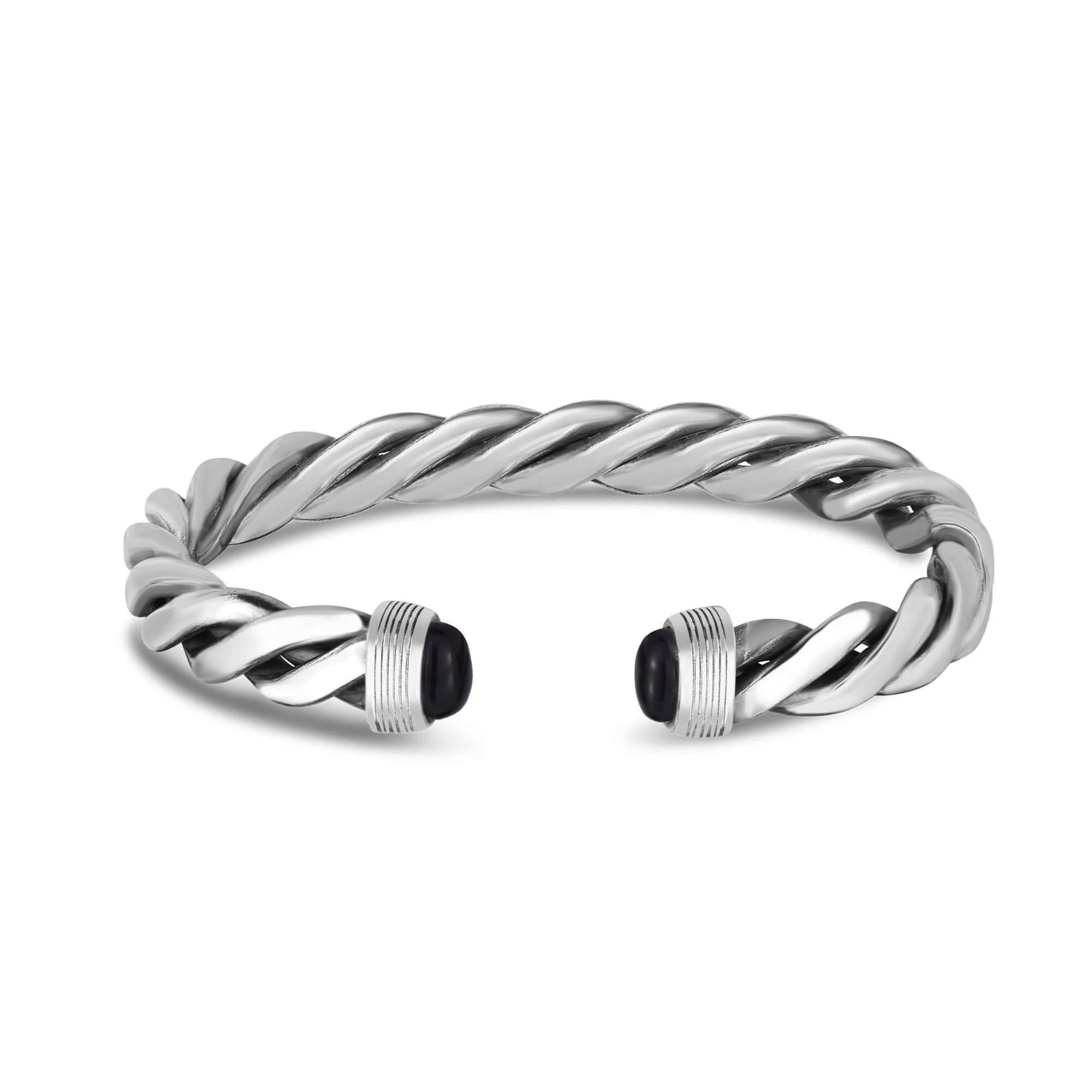 Image of Men's Silver & Onyx Cable Bracelet